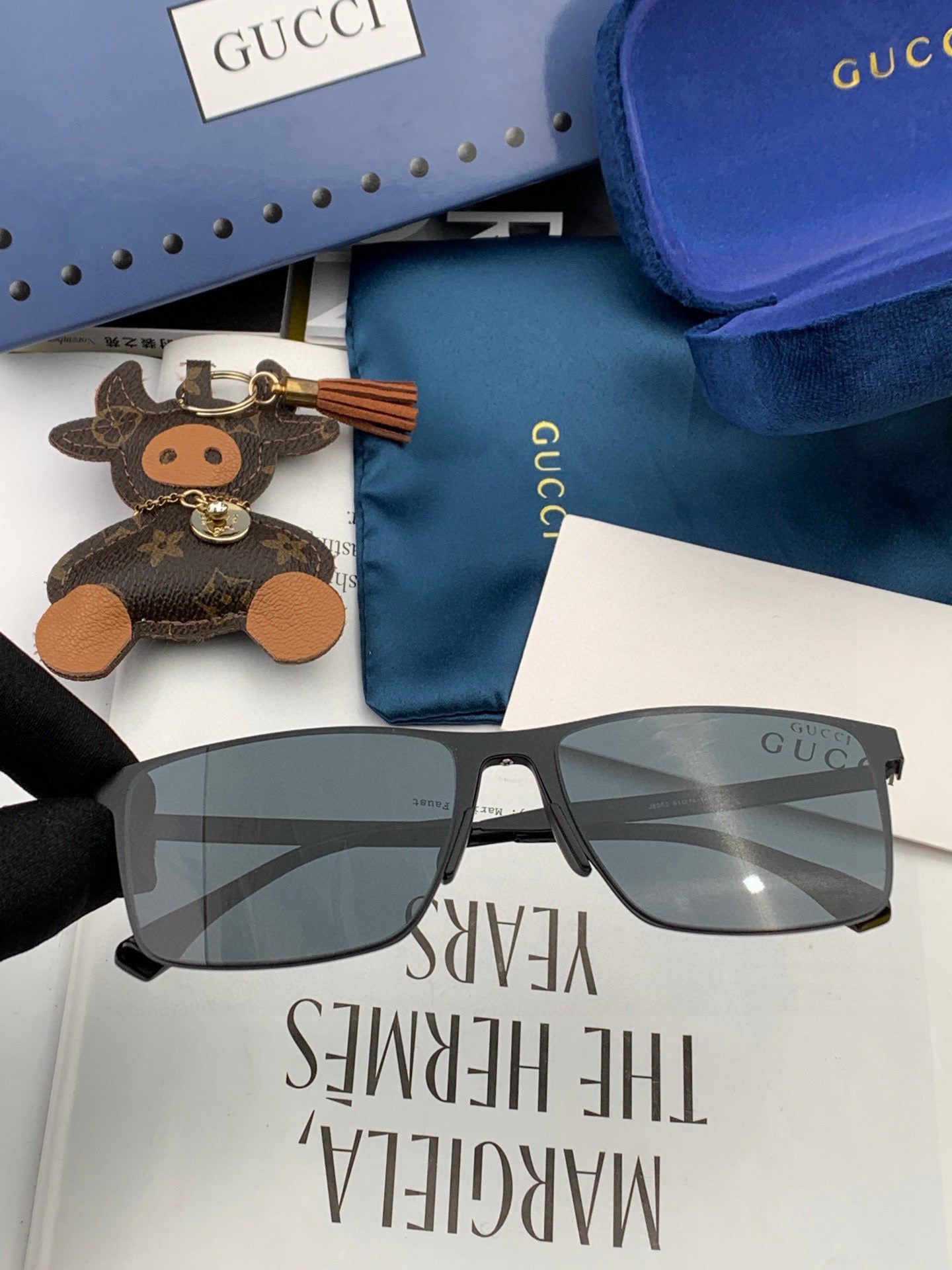 RECTANGULAR FRAME SUNGLASSES G2805 IN METAL - Black