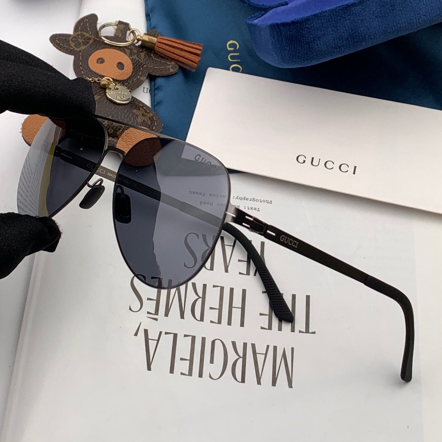 AVIATOR FRAME SUNGLASSES G1732 IN METAL - Light grey