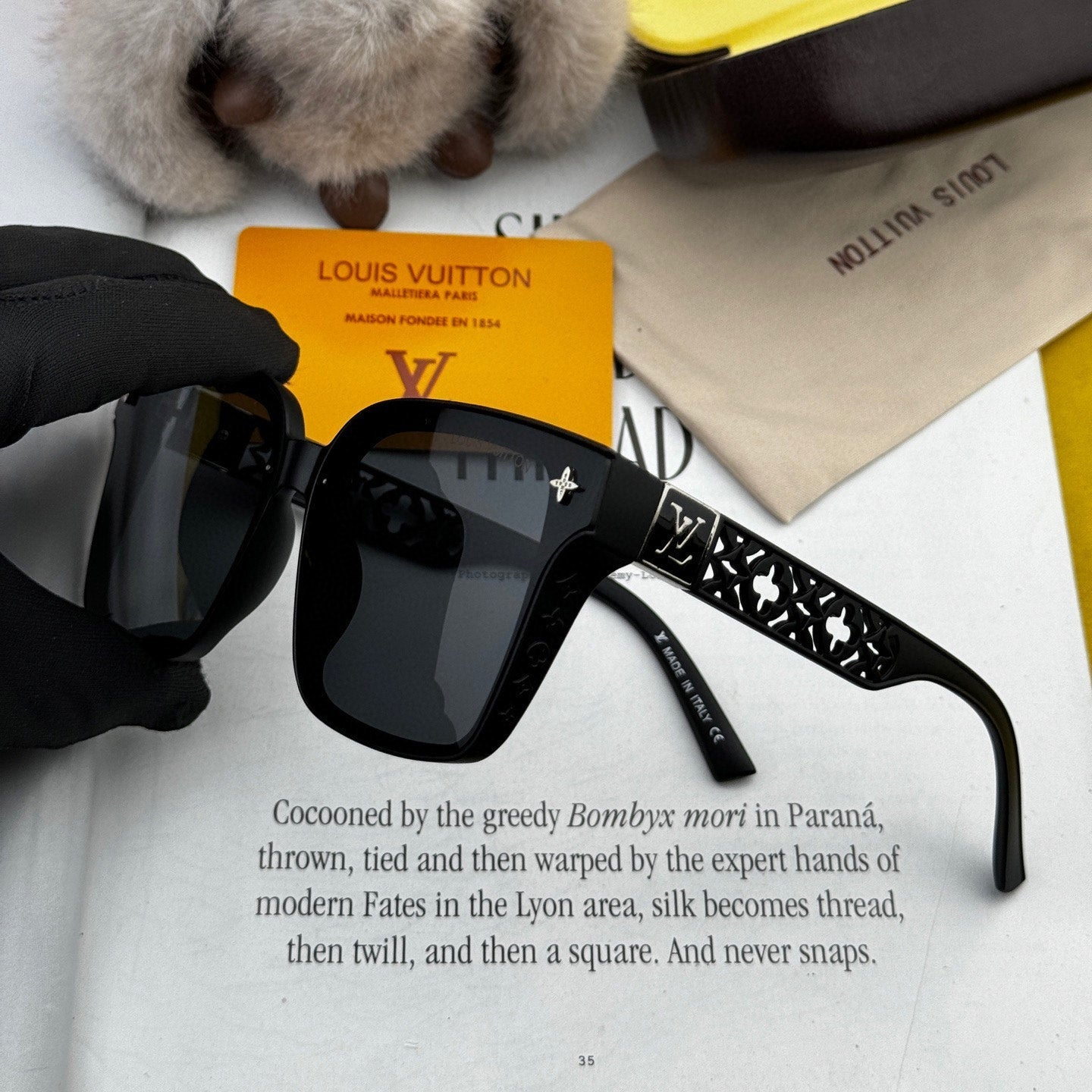 SQUARE SUNGLASSES L2132 IN ACETATE - Black-White