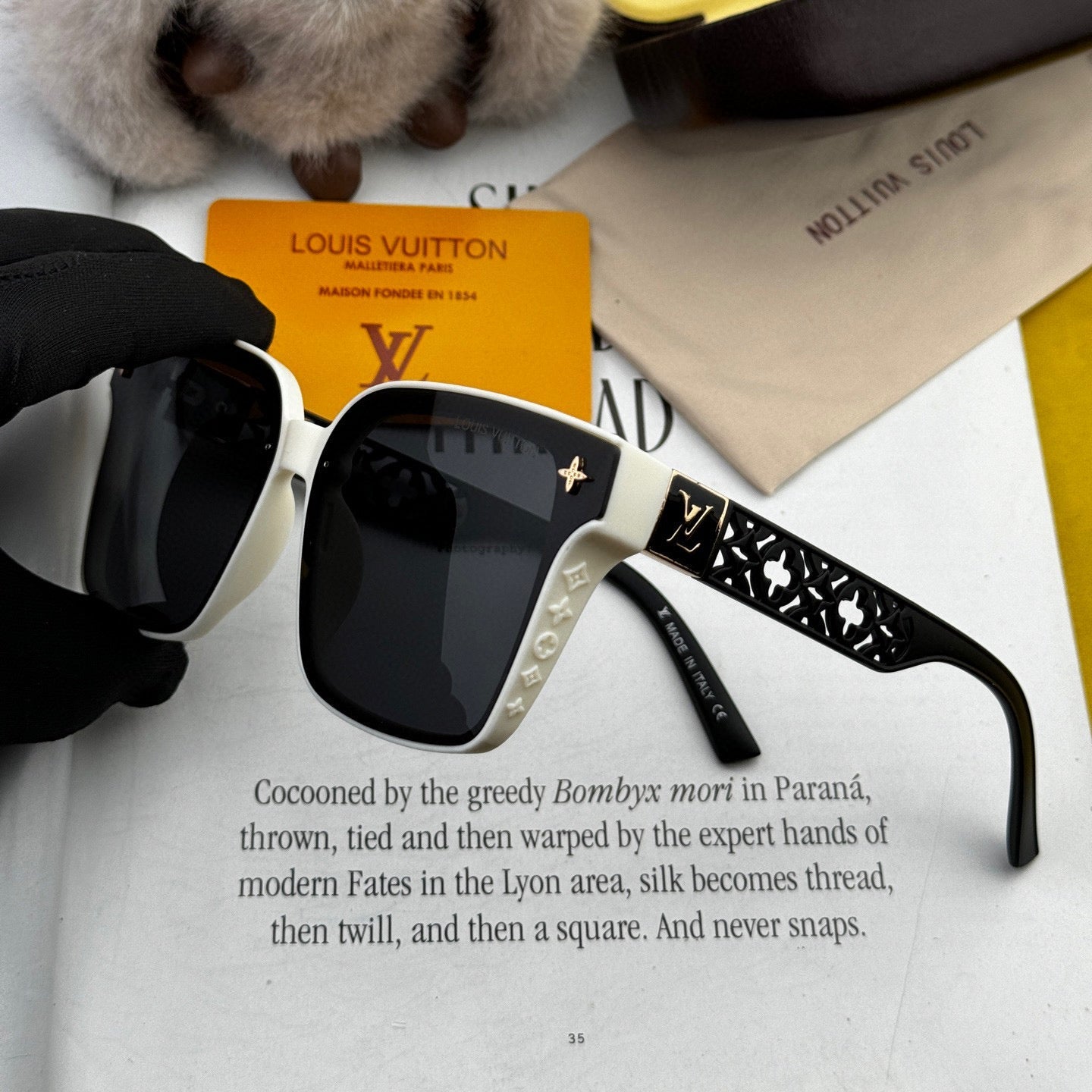 SQUARE SUNGLASSES L2132 IN ACETATE - Black-White