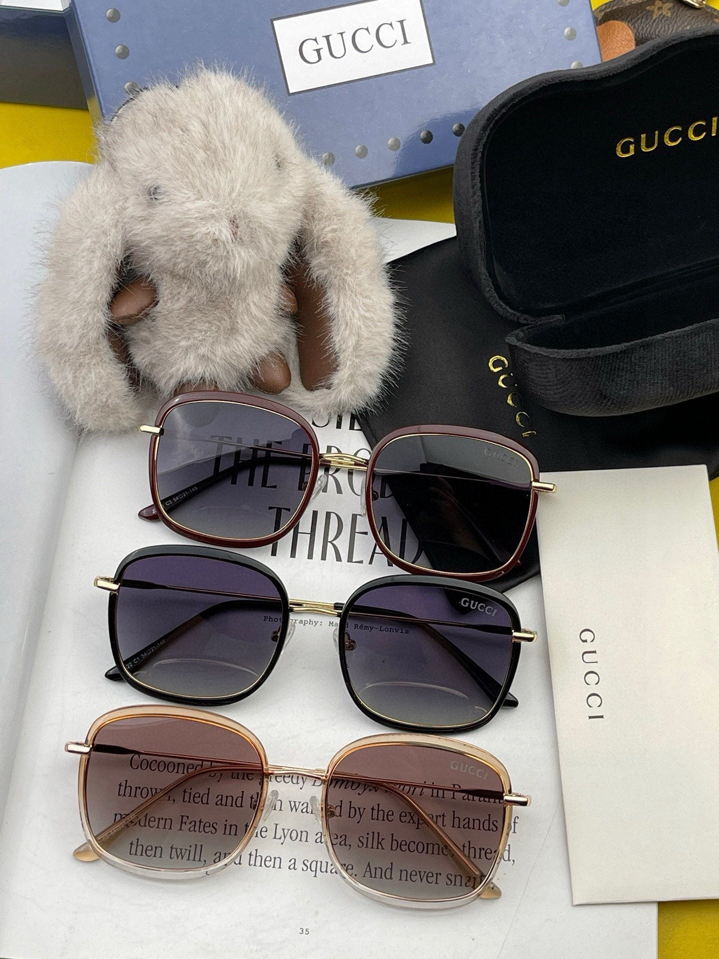 SQUARE FRAME SUNGLASSES G2242 IN ACETATE AND METAL - Red/ smoke