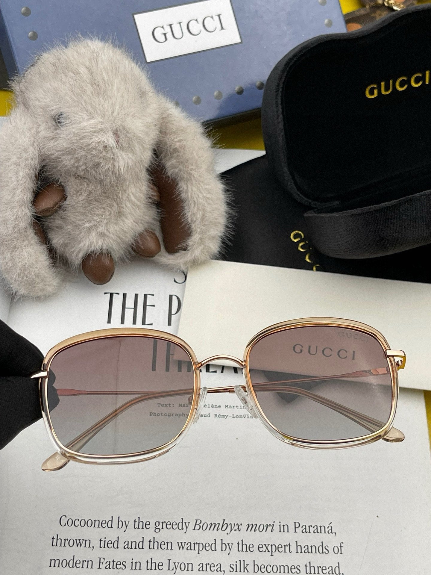 SQUARE FRAME SUNGLASSES G2242 IN ACETATE AND METAL - Red/ smoke