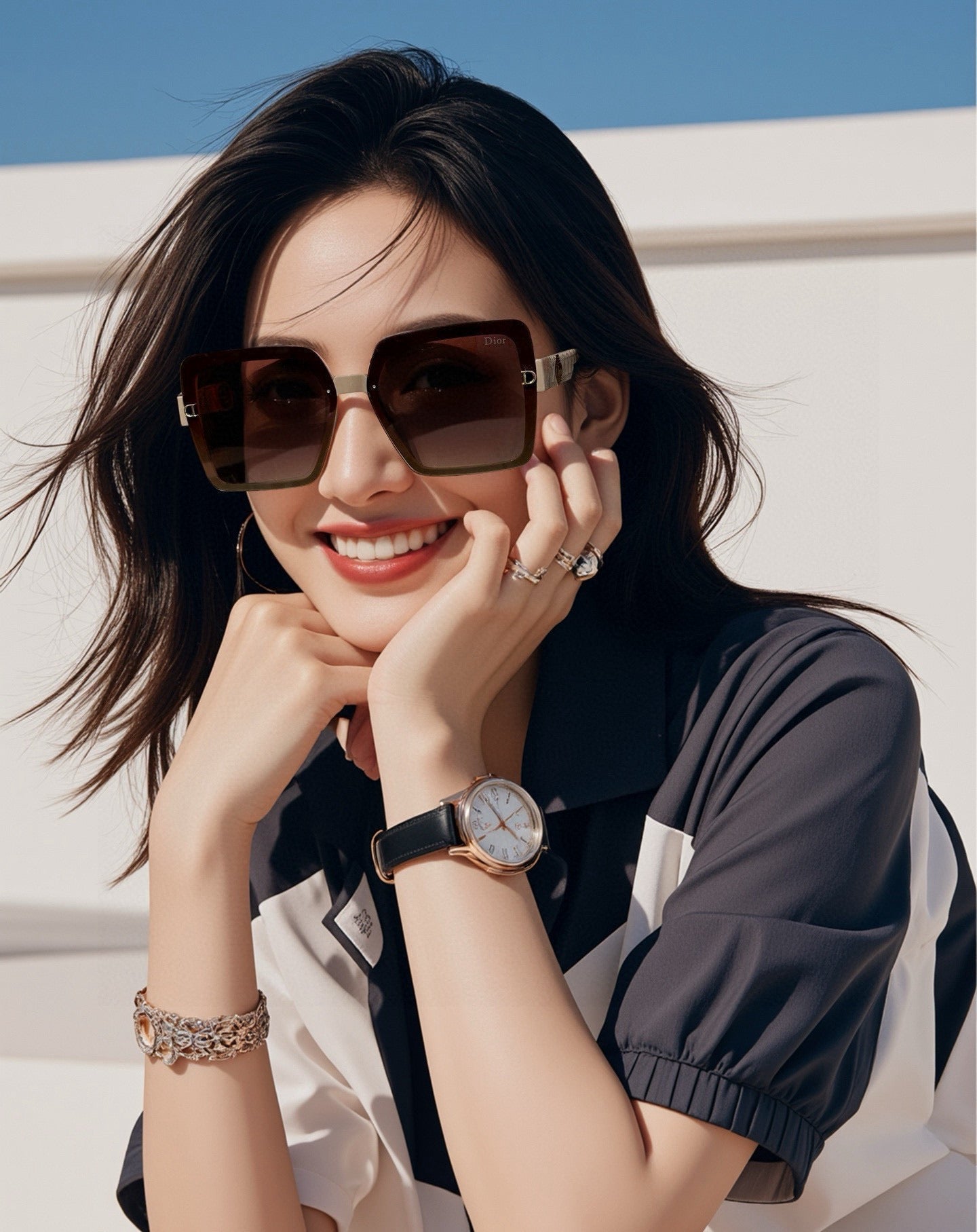 MONTAIGNE SUNGLASS CD6251 IN ACETATE - Black