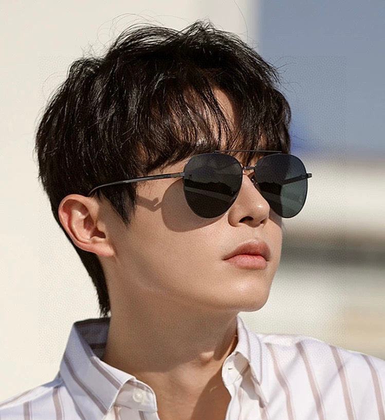 AVIATOR FRAME SUNGLASSES G1702 IN METAL - Black
