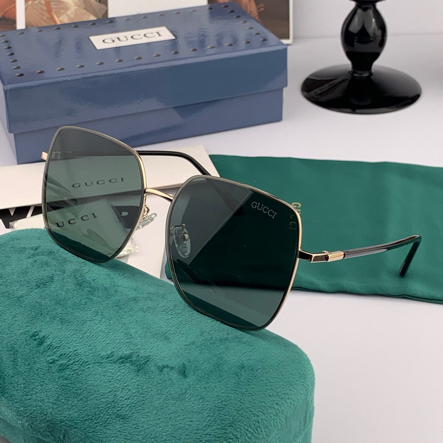 SQUARE FRAME SUNGLASSES G2374 IN METAL - Black