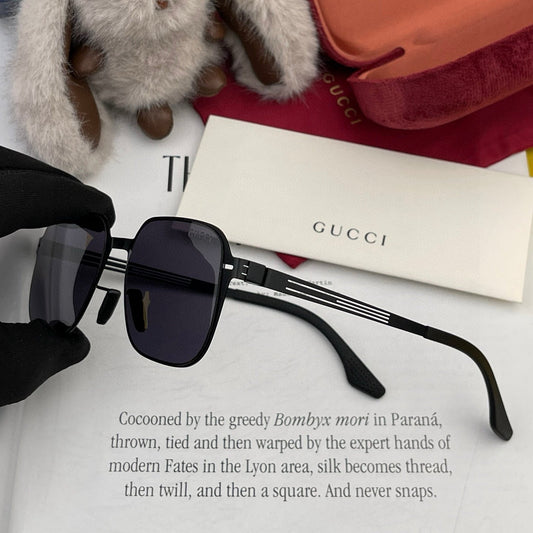 RECTANGULAR FRAME SUNGLASSES 3862 IN METAL - Black