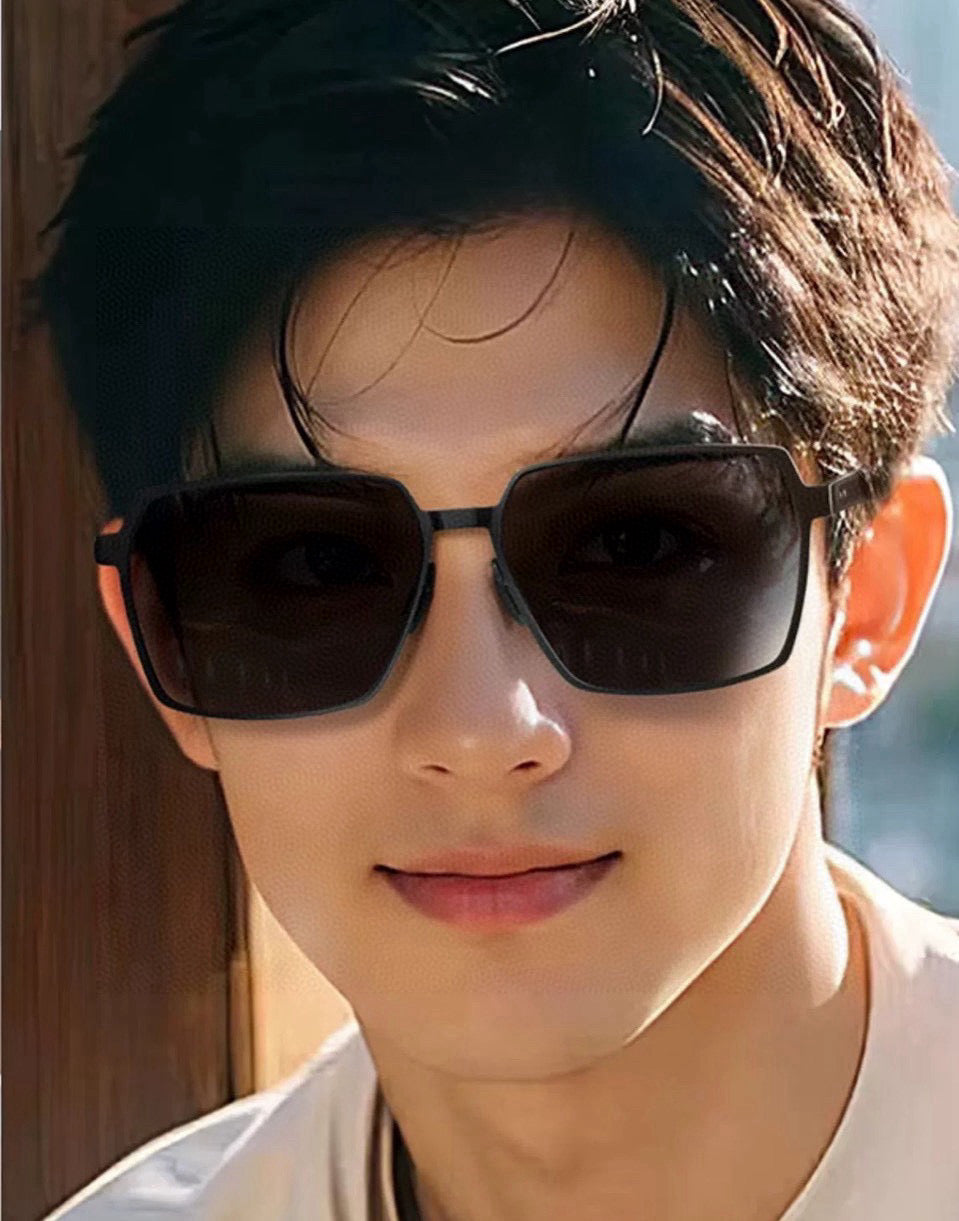 RECTANGULAR FRAME SUNGLASSES 3862 IN METAL - Black