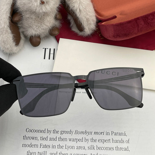 RECTANGULAR FRAME SUNGLASSES 1862 IN METAL - Black