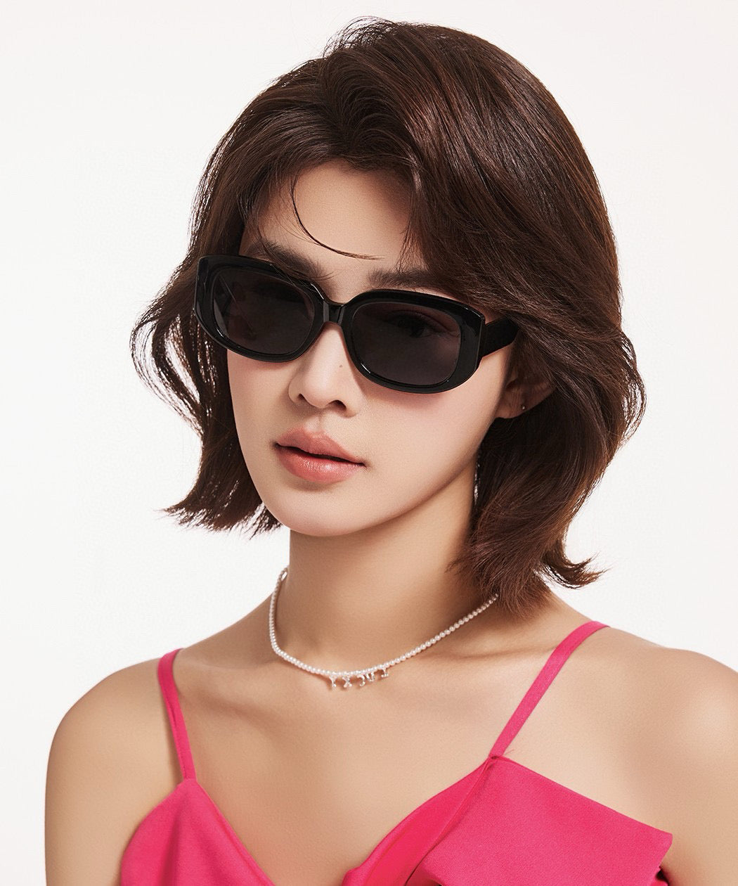 RECTANGULAR FRAME SUNGLASSES G0320 IN ACETATE - Black