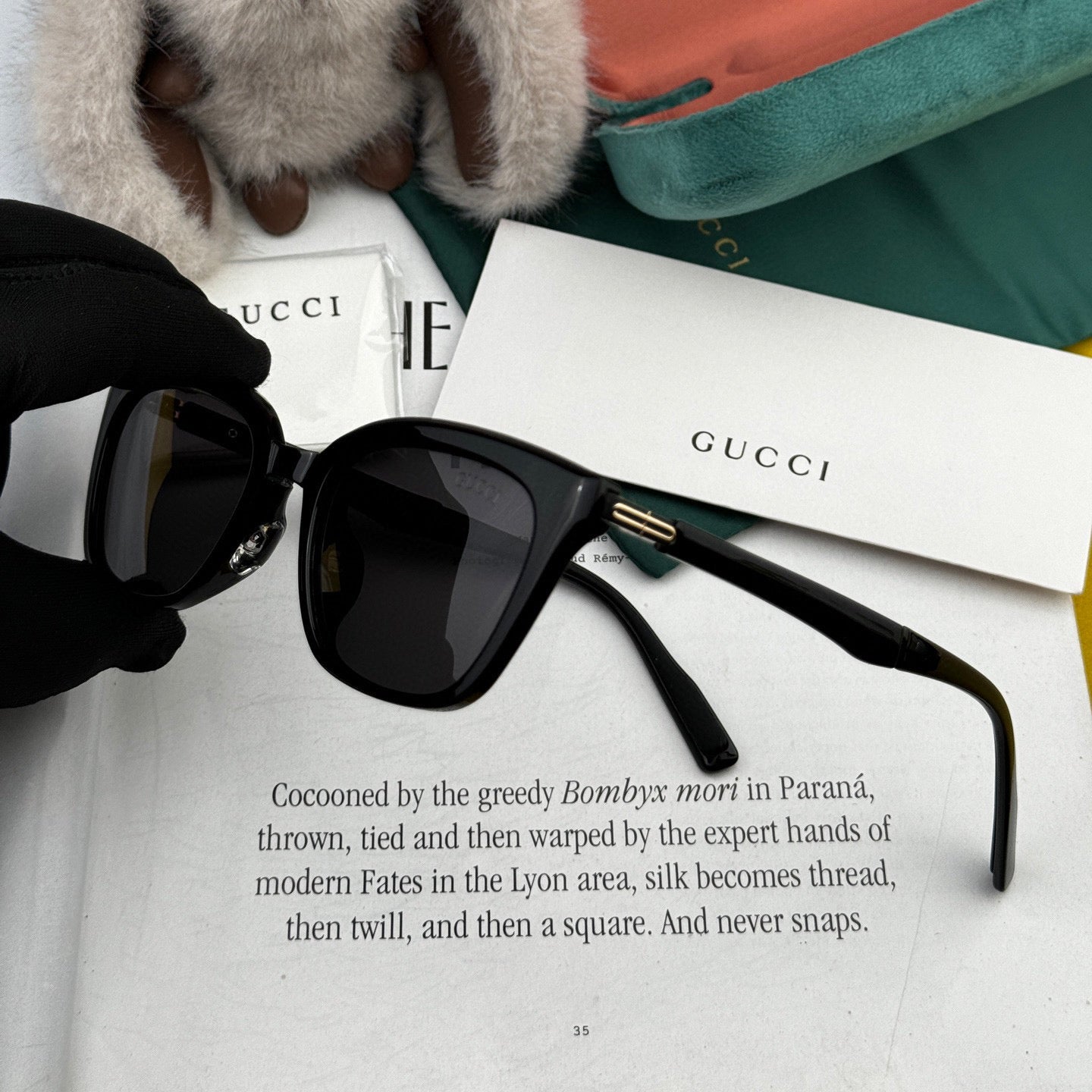 FOLDABLE SQUARE FRAME SUNGLASSES G4319 IN ACETATE - Black