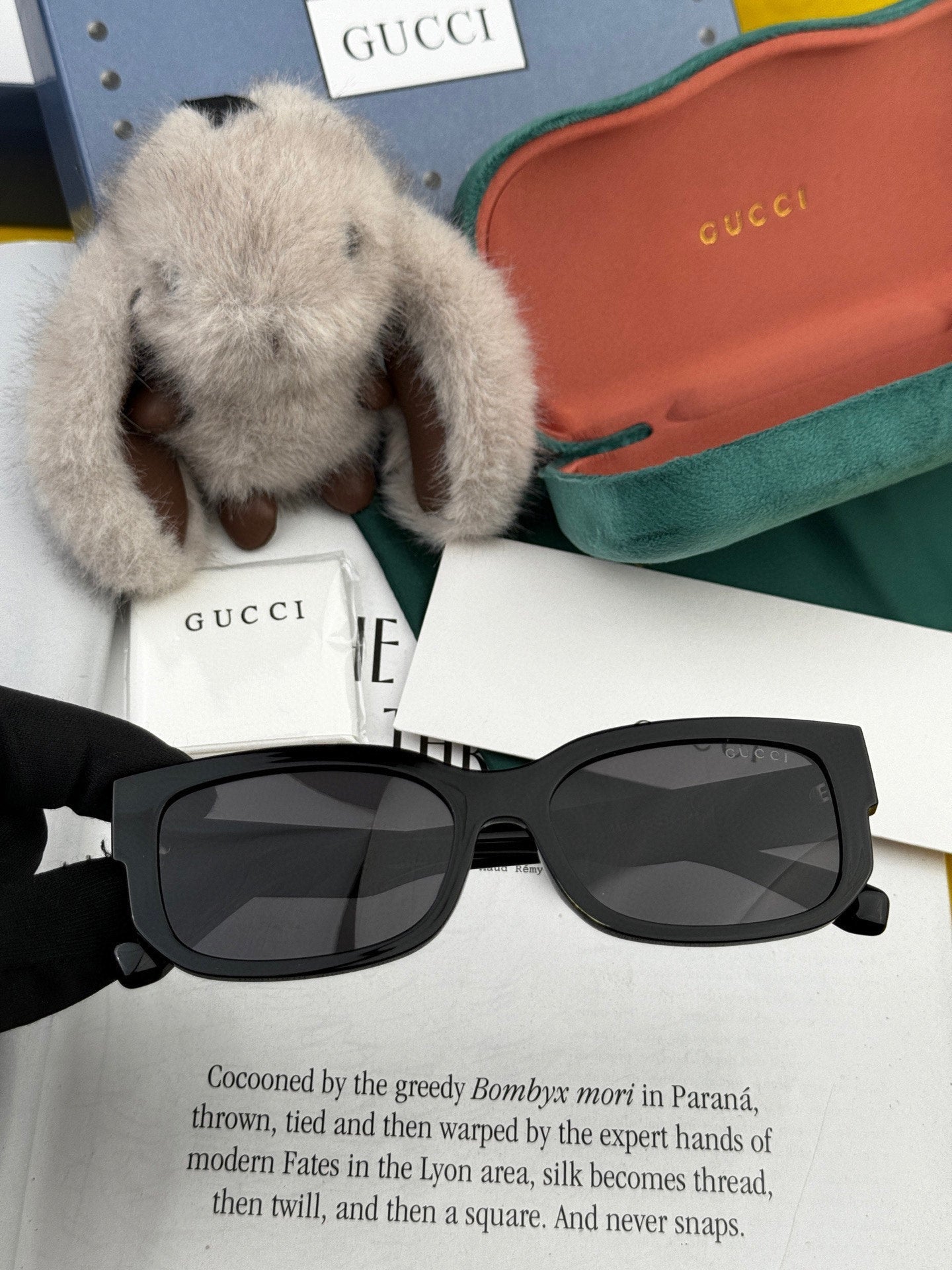 RECTANGULAR FRAME SUNGLASSES G0110 IN ACETATE - Black