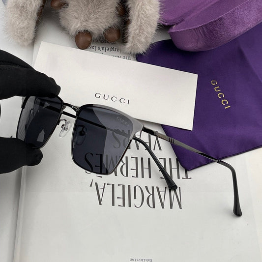 RECTANGULAR FRAME SUNGLASSES G3370 IN ACETATE AND METAL - Grey