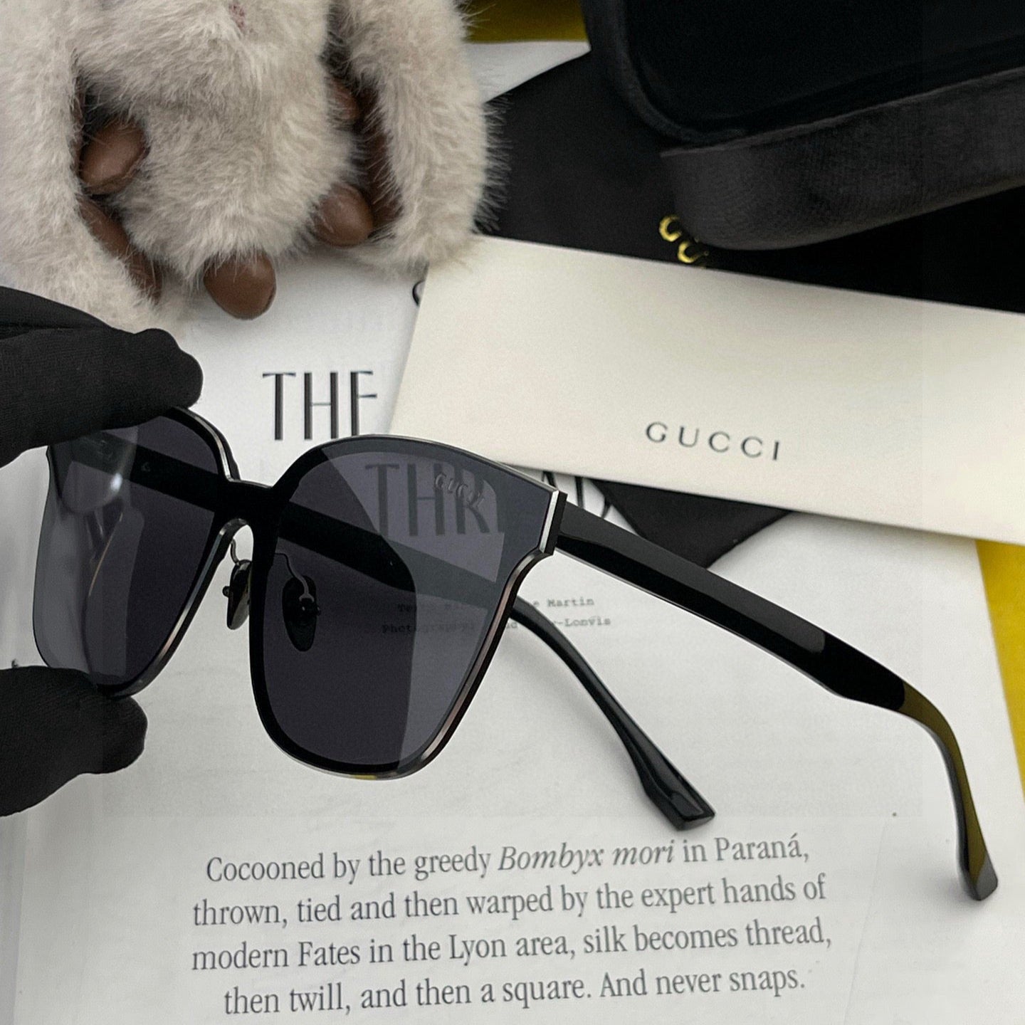 RECTANGULAR FRAME METAL SUNGLASSES G380 IN ACETATE - Silver