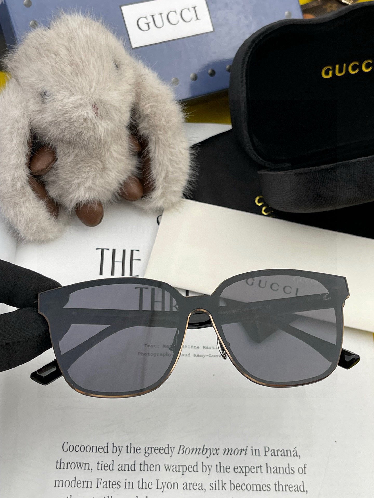 RECTANGULAR FRAME METAL SUNGLASSES G380 IN ACETATE - Silver