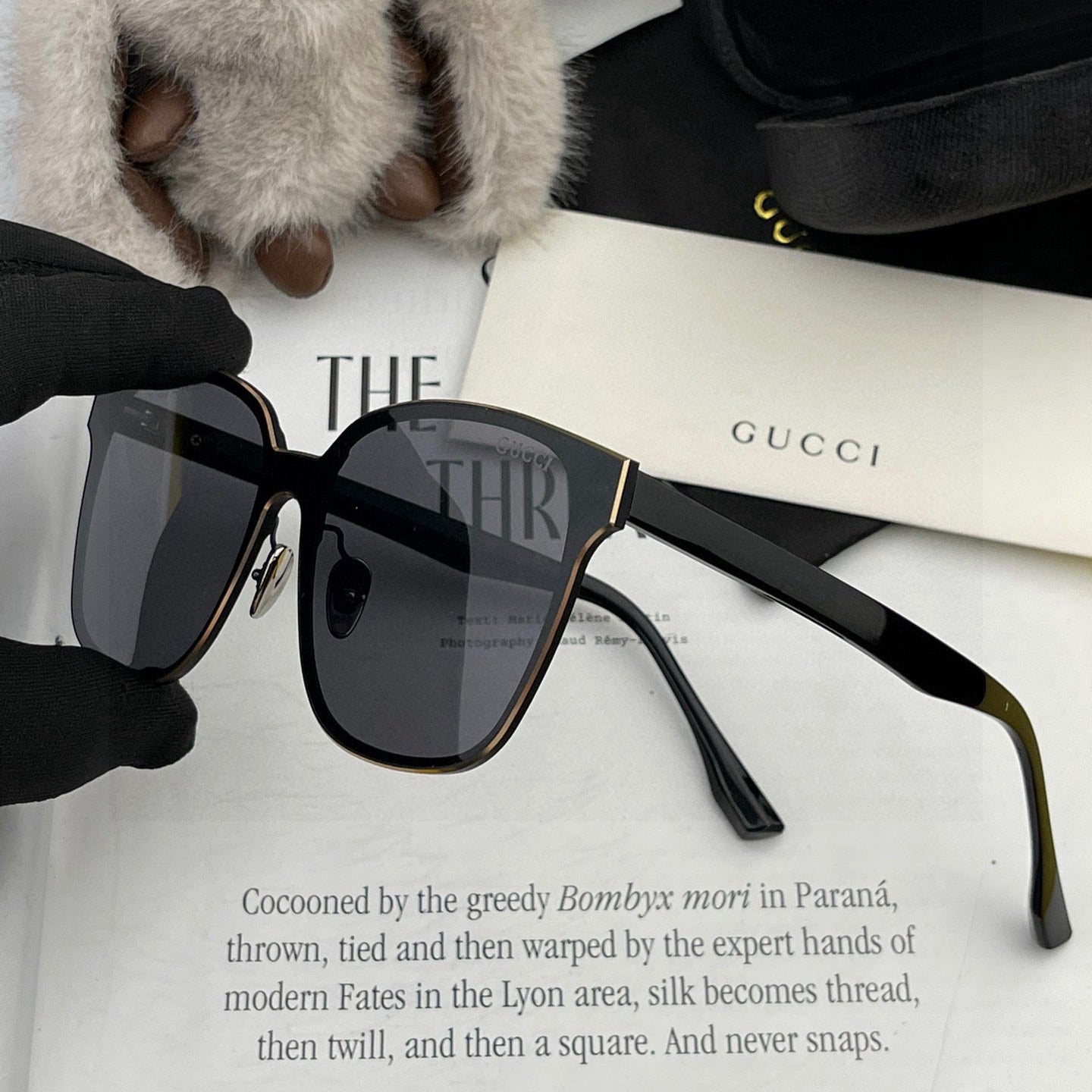 RECTANGULAR FRAME METAL SUNGLASSES G380 IN ACETATE - Silver