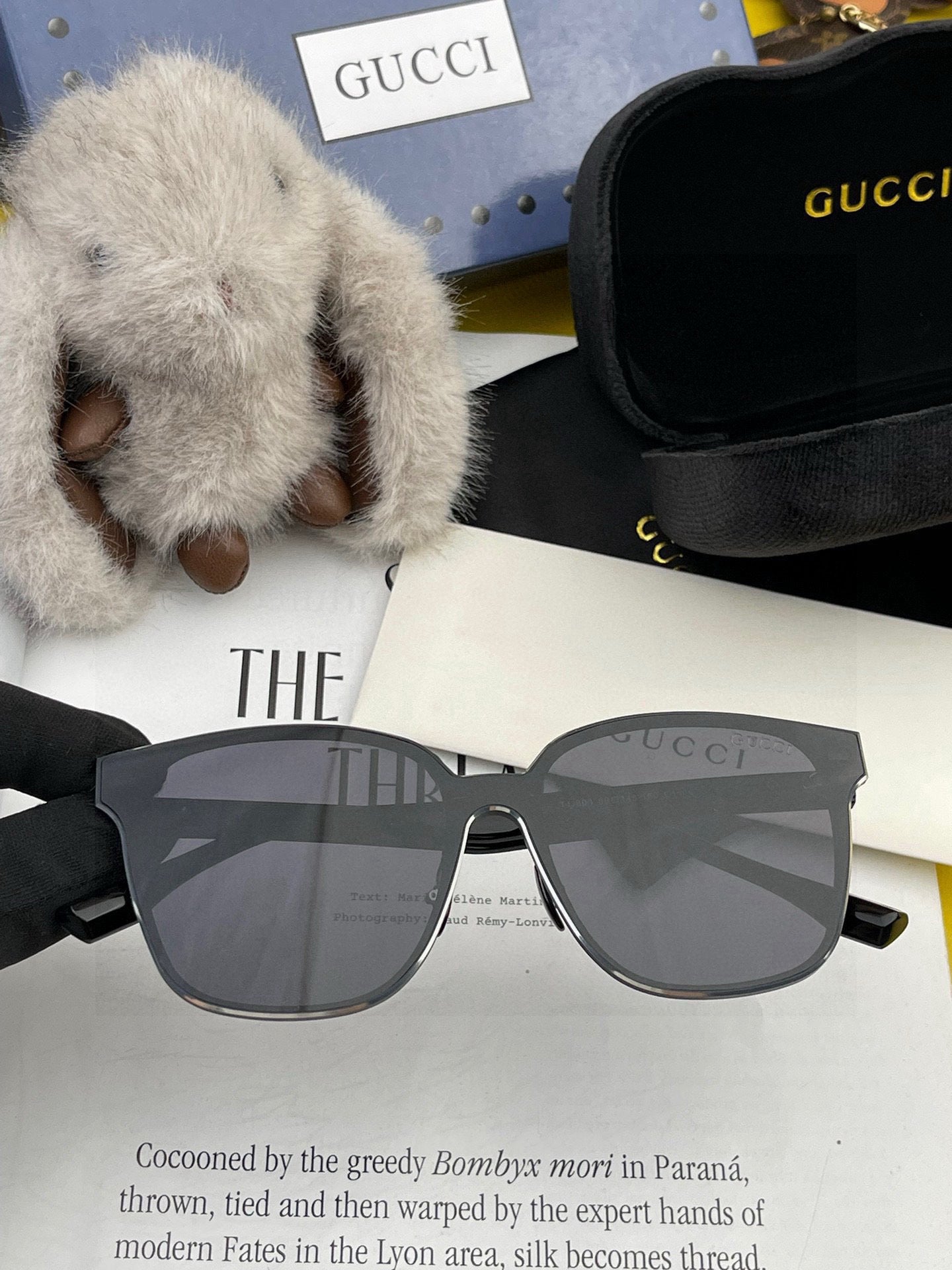 RECTANGULAR FRAME METAL SUNGLASSES G380 IN ACETATE - Silver