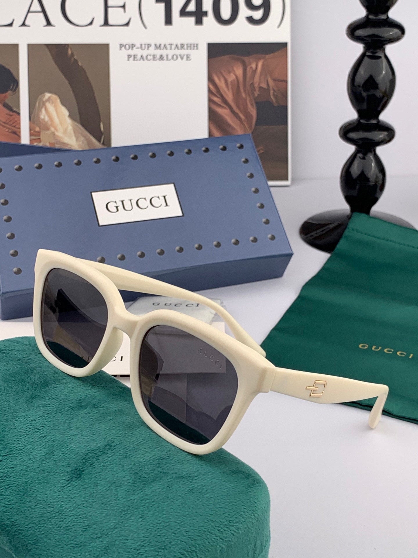 SQUARE FRAME SUNGLASSES G5108 IN ACETATE - White