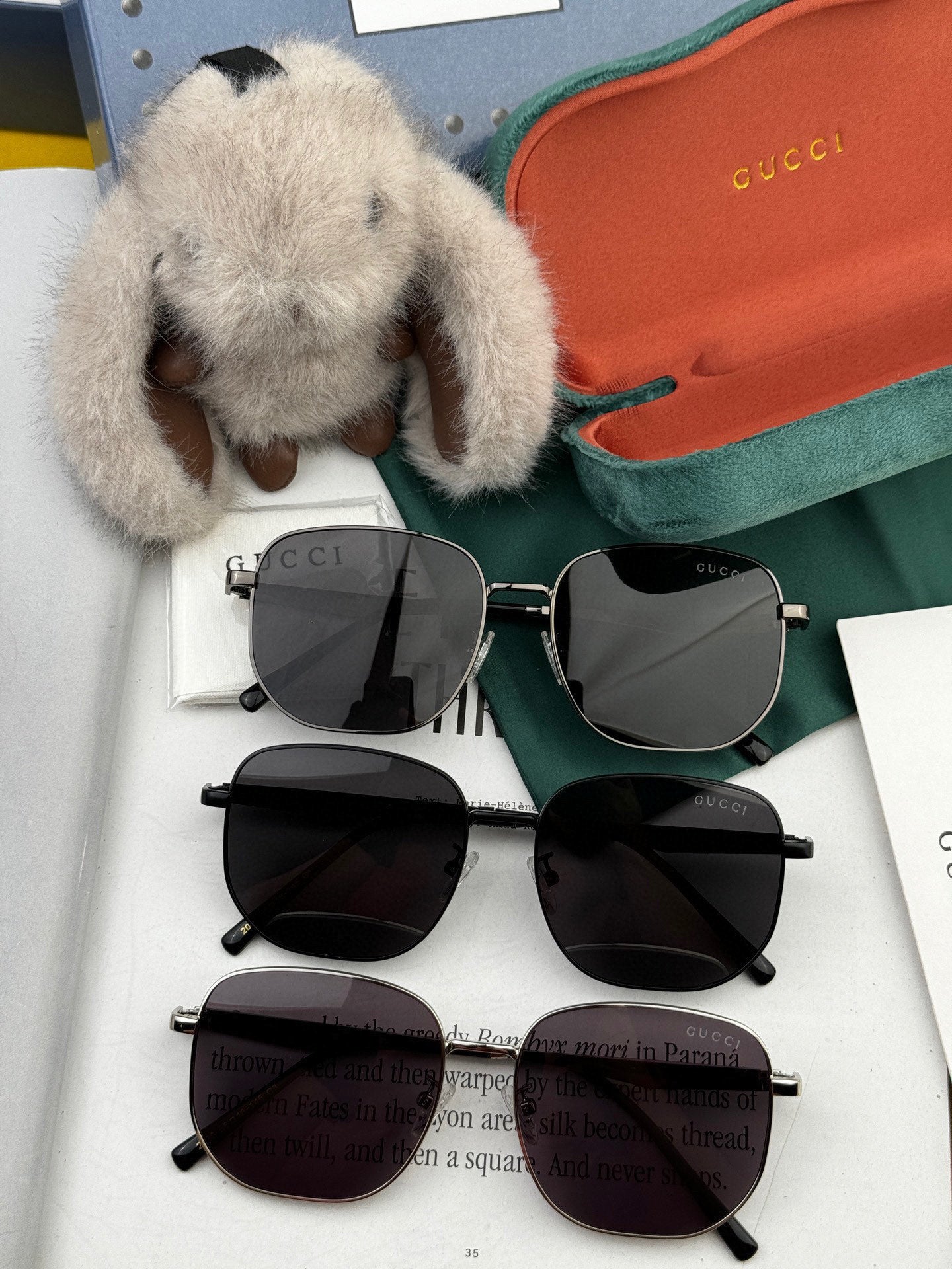 LOW NOSEBRIDGE FIT RECTANGULAR SUNGLASSES G0203 IN METAL - Grey/Black