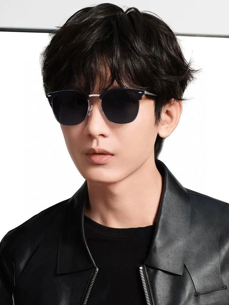 SQUARE METAL AND ACETATE SUNGLASSES G5637 - Big