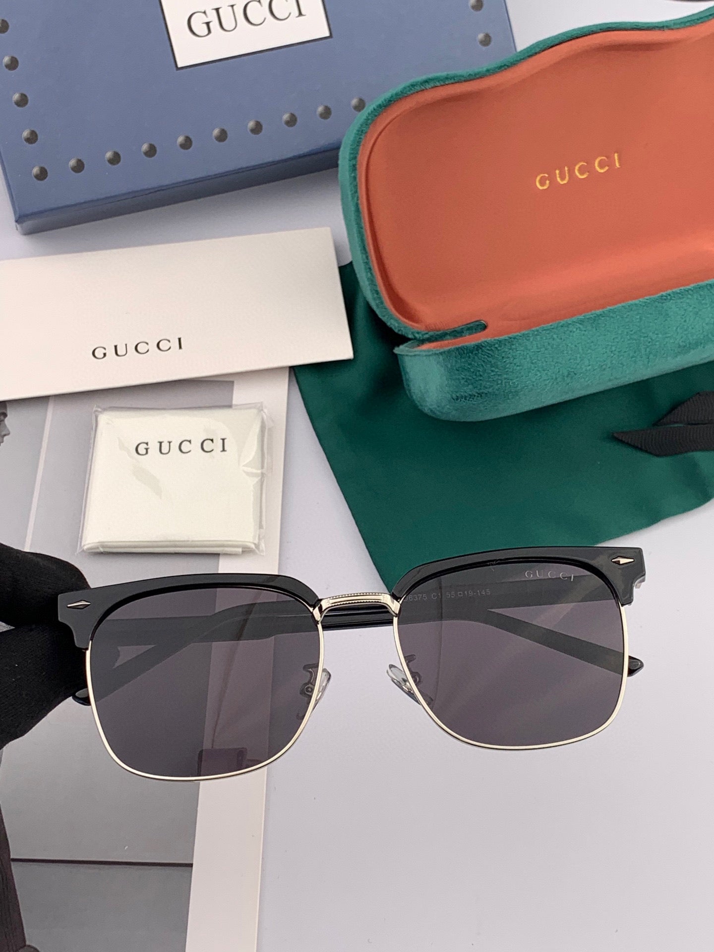 SQUARE METAL AND ACETATE SUNGLASSES G5637 - Big