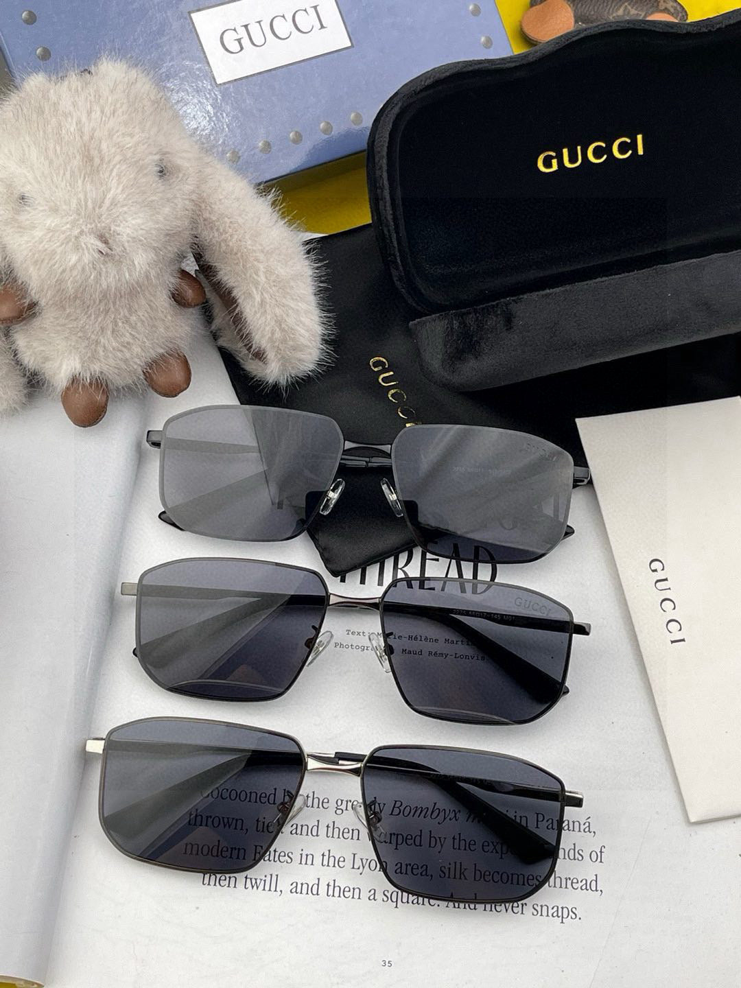 RECTANGULAR FRAME SUNGLASSES G5227 IN METAL - Black
