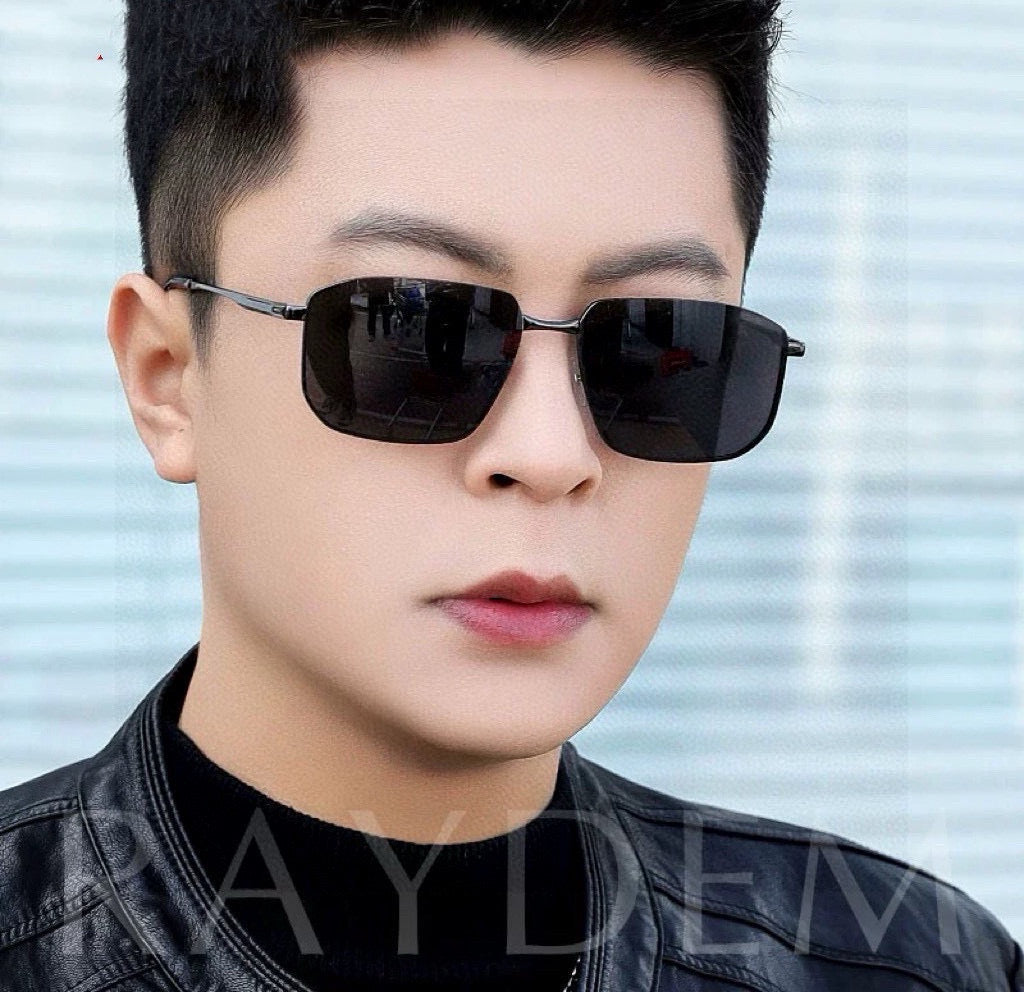 RECTANGULAR FRAME SUNGLASSES G5227 IN METAL - Black