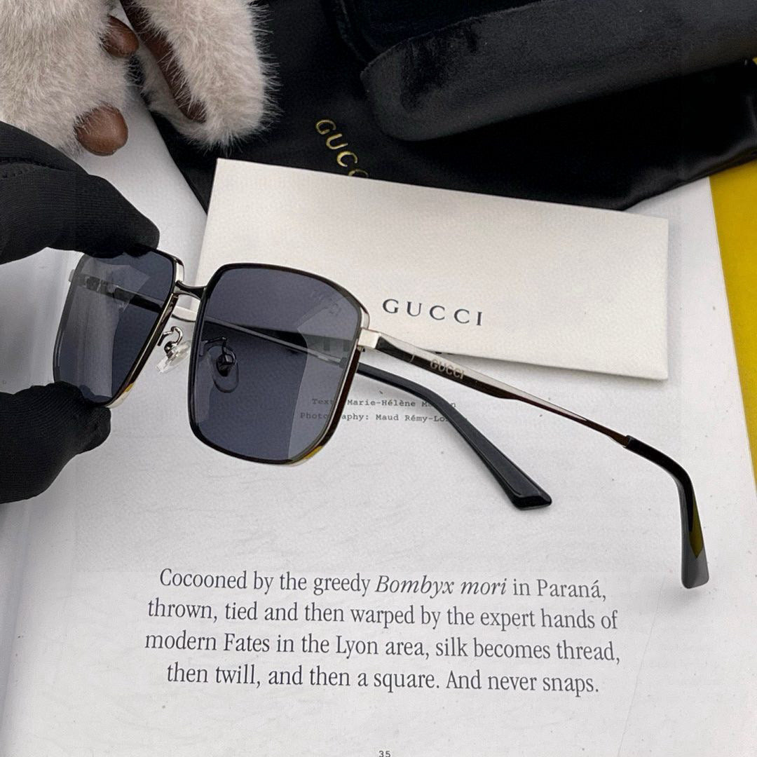 RECTANGULAR FRAME SUNGLASSES G5227 IN METAL - Black