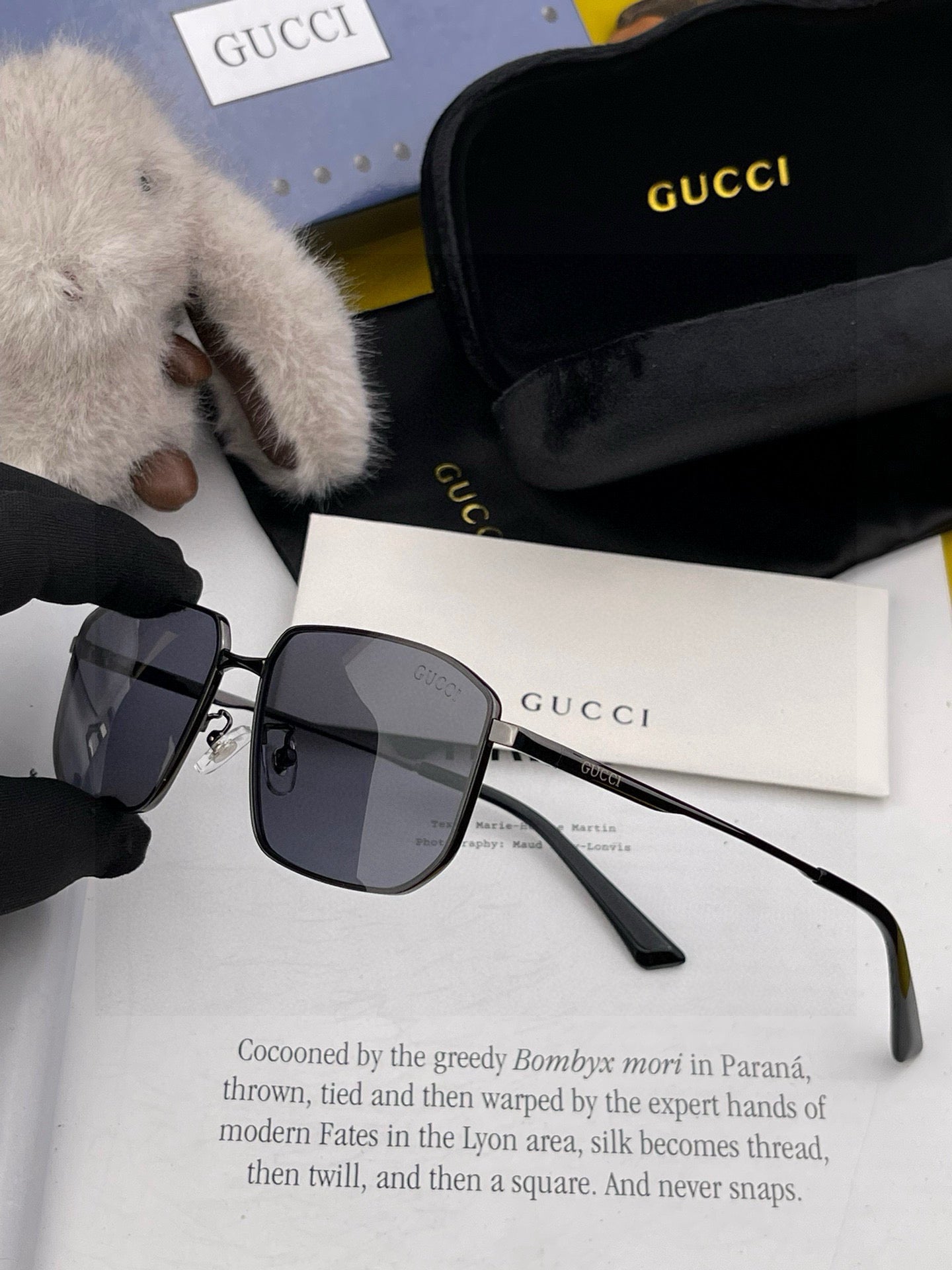 RECTANGULAR FRAME SUNGLASSES G5227 IN METAL - Black