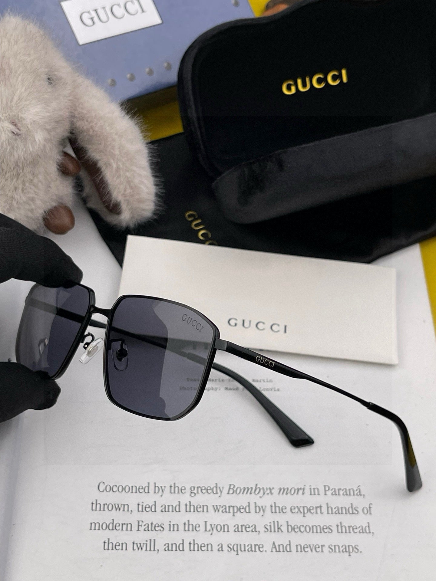 RECTANGULAR FRAME SUNGLASSES G5227 IN METAL - Black
