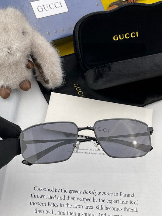 RECTANGULAR FRAME SUNGLASSES G5227 IN METAL - Black