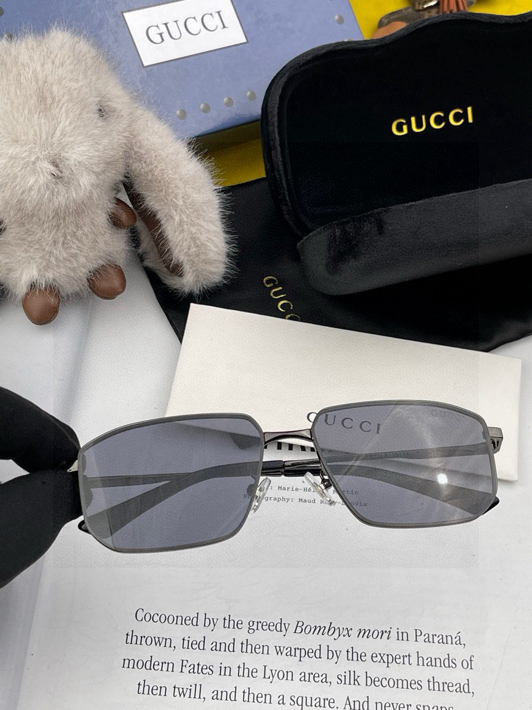 RECTANGULAR FRAME SUNGLASSES G5227 IN METAL - Black