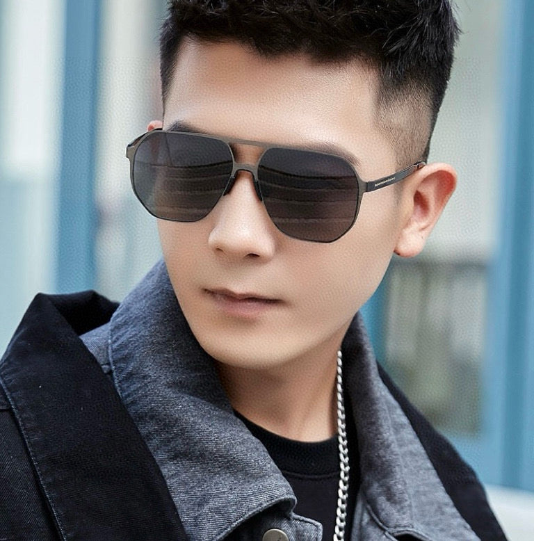 LOW NOSE BRIDGE FIT SUNGLASSES G3807 IN METAL - Black