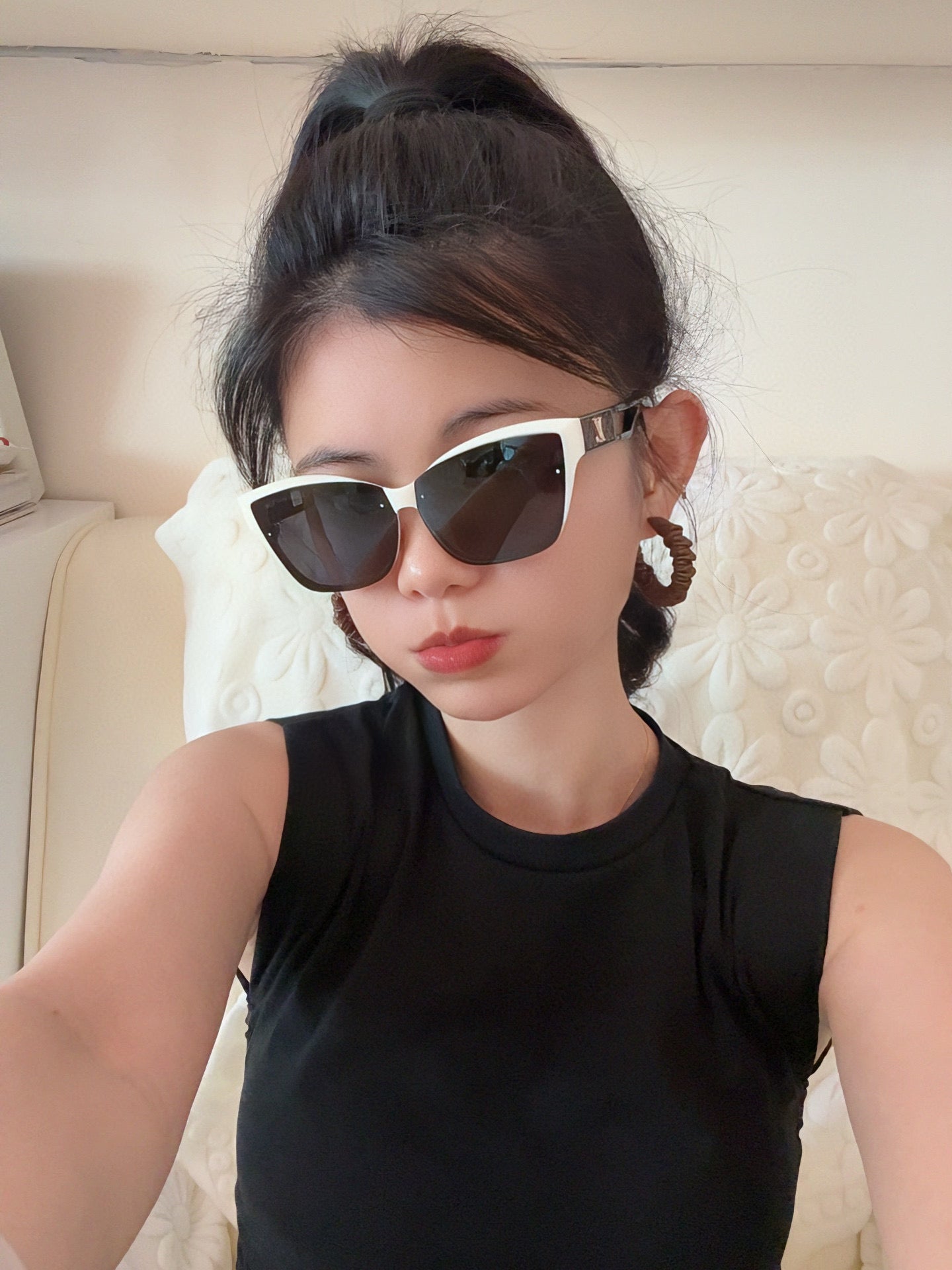 CAT EYE SUNGLASSES L7310 IN ACETATE - Black