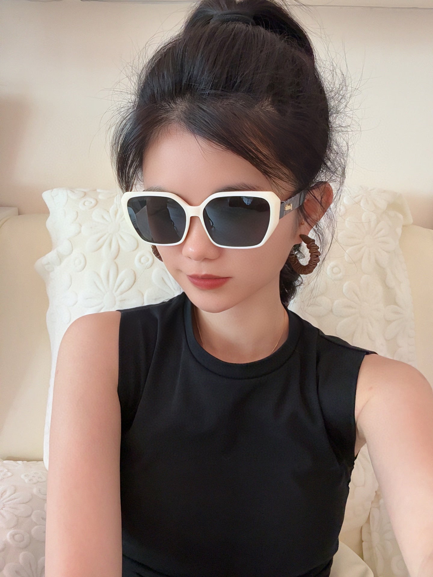 SQUARE SUNGLASSES L7132 IN ACETATE - Black