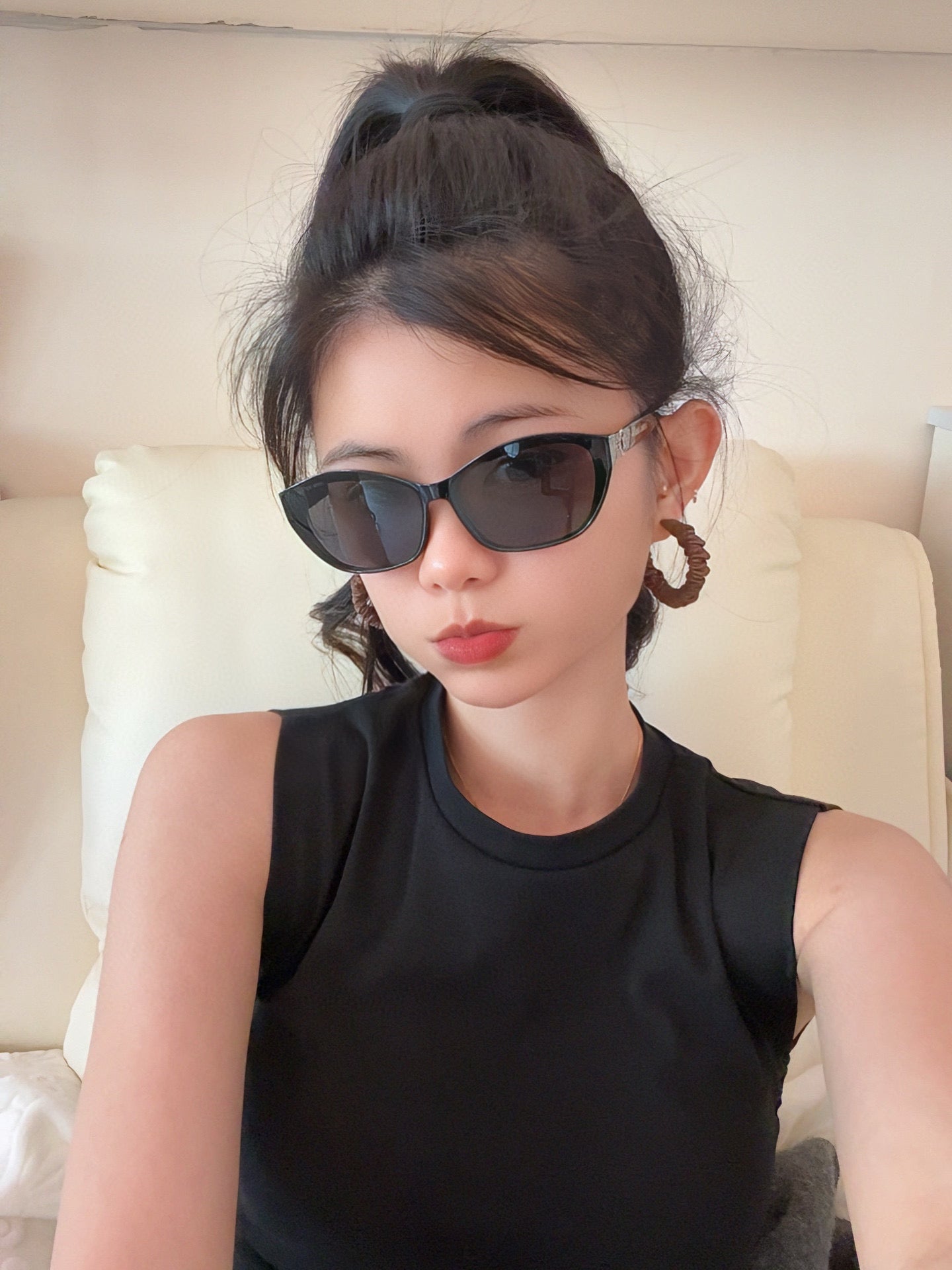 CAT EYE SUNGLASSES L2552 IN ACETATE - Black