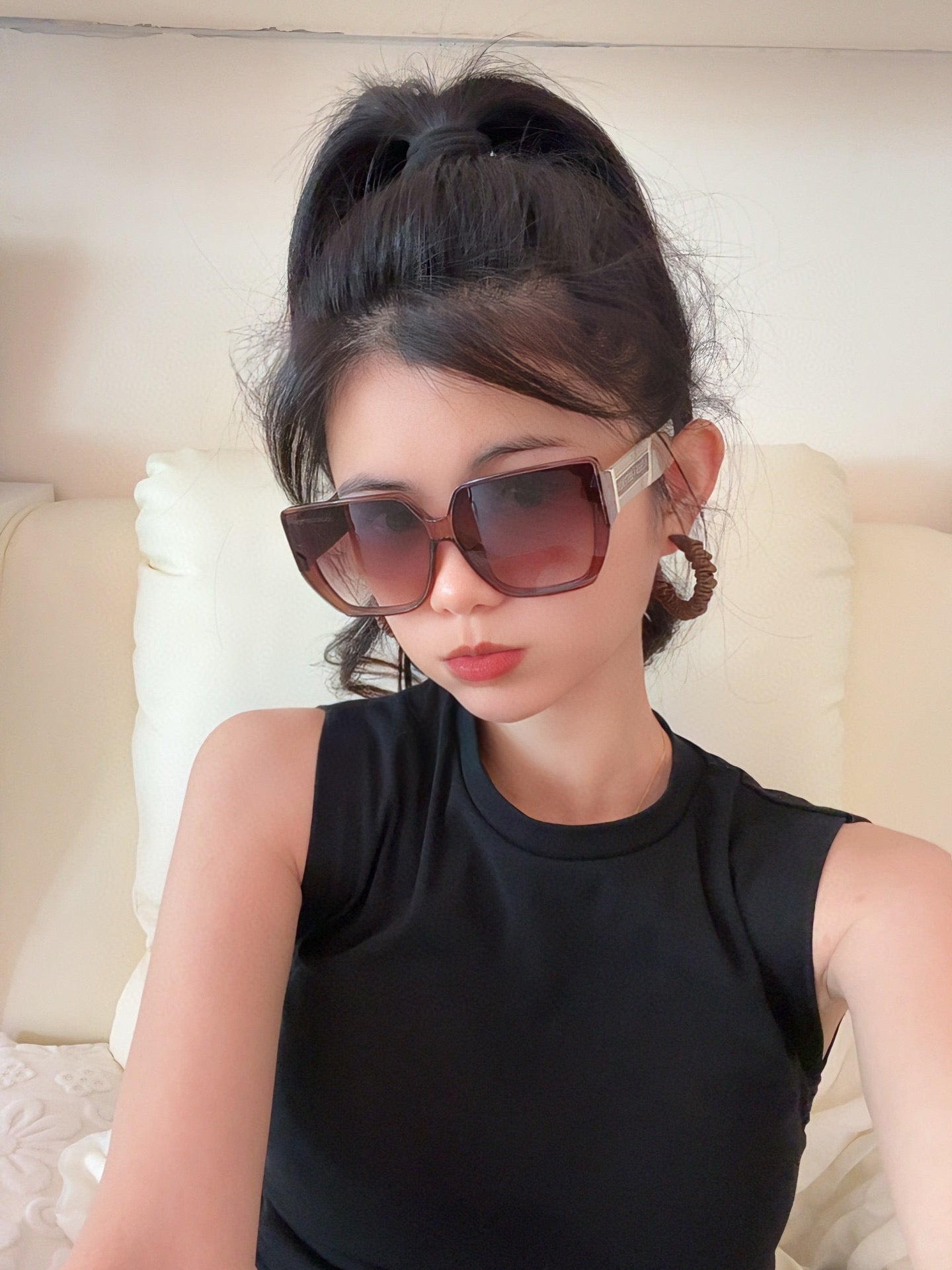 SQUARE SUNGLASSES L6303 IN ACETATE - Black
