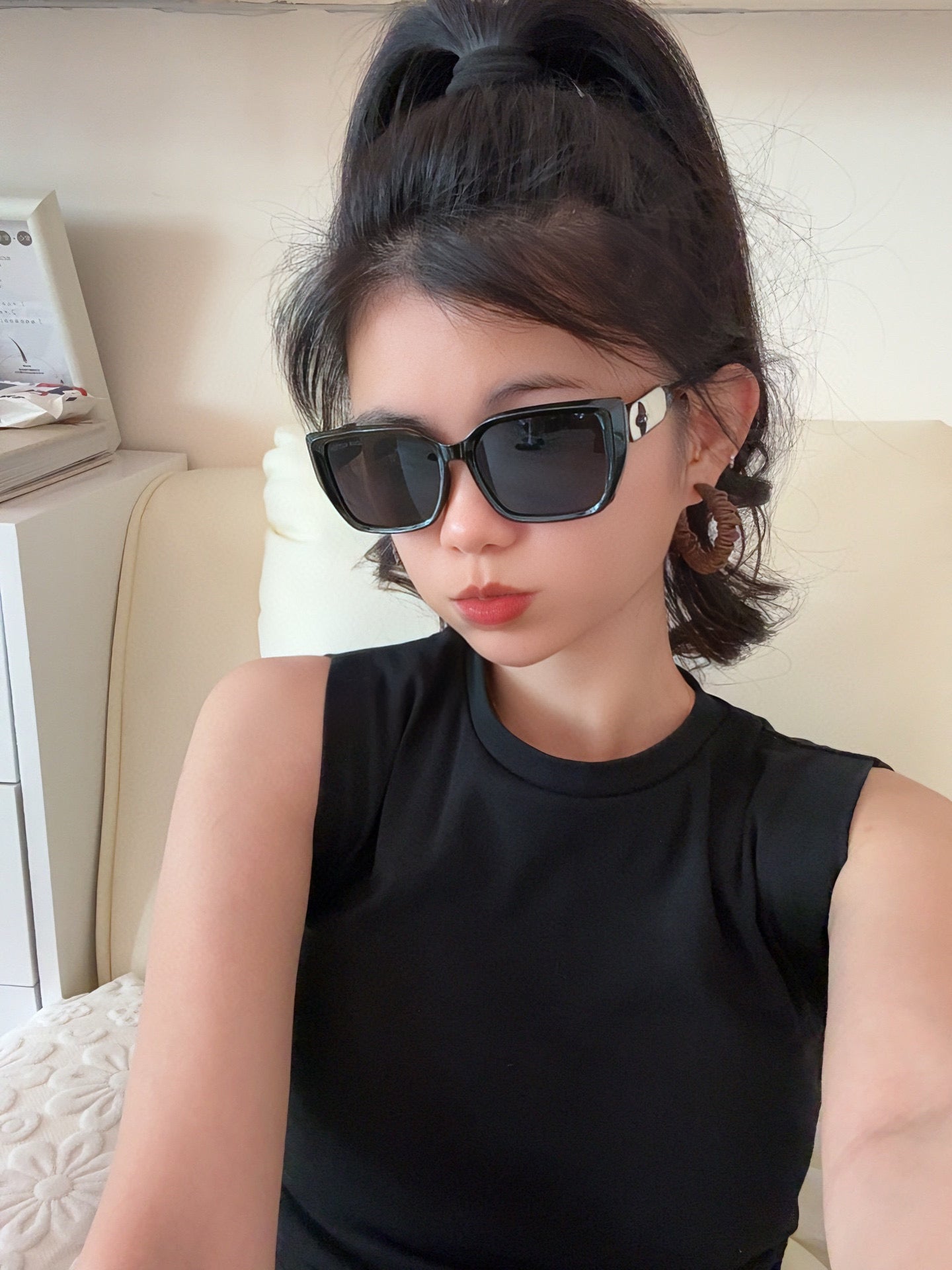 SQUARE SUNGLASSES L6221 IN ACETATE - Black