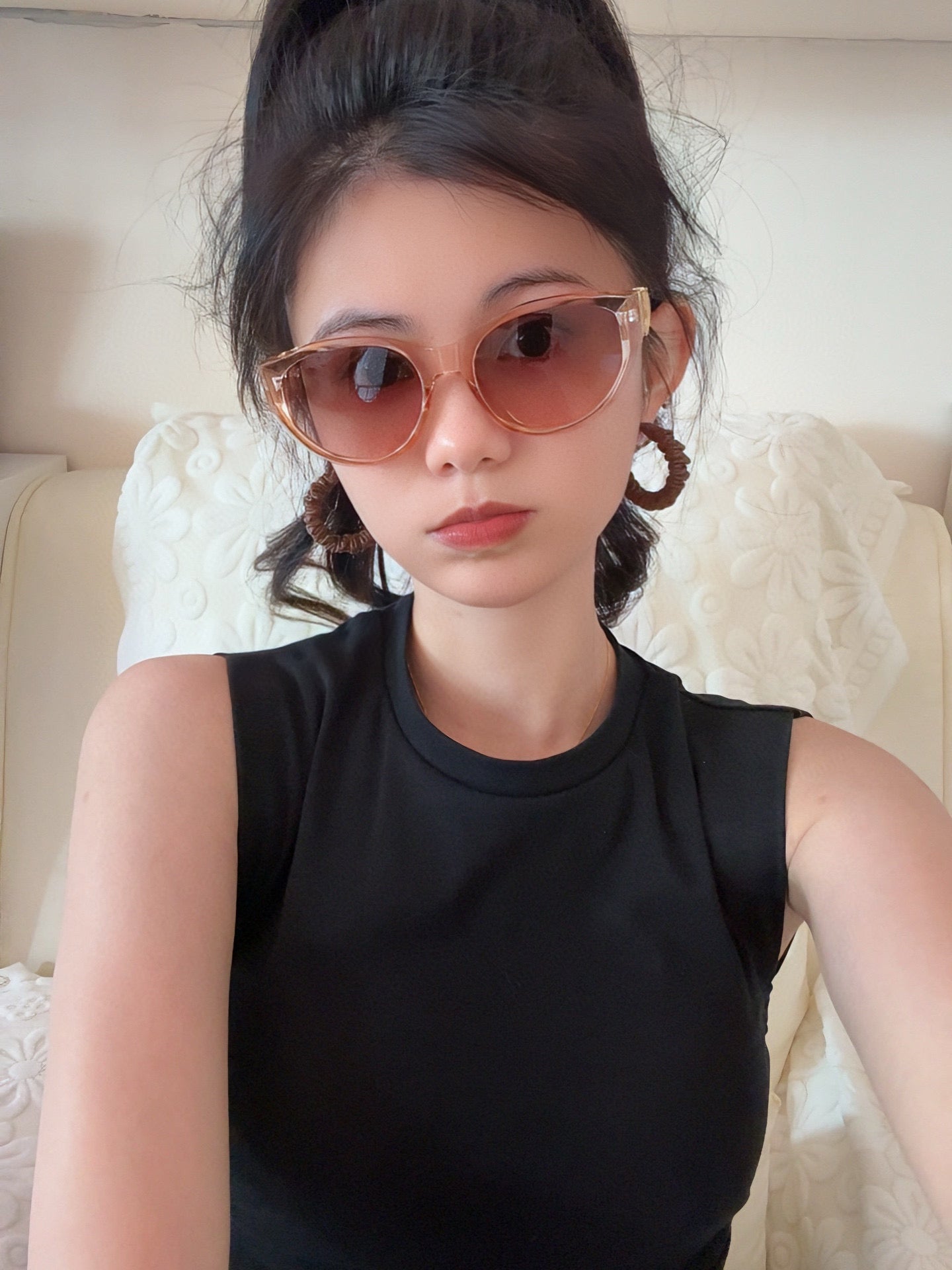 CAT EYE SUNGLASSES L1231 IN ACETATE - Black