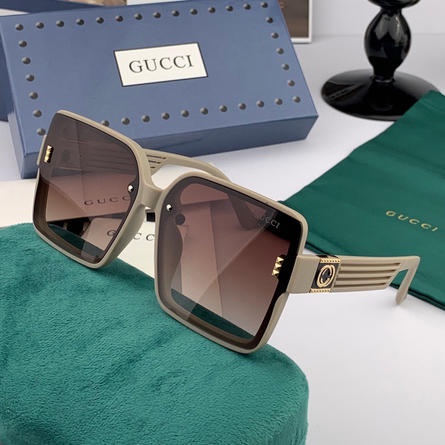 GEOMETRIC FRAME SUNGLASSES G2519 IN ACETATE - Beige