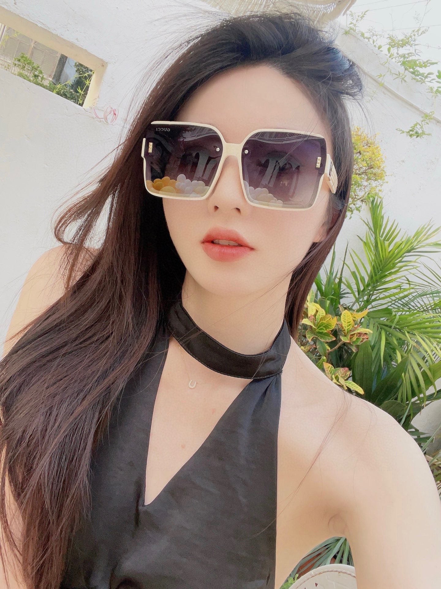 GEOMETRIC FRAME SUNGLASSES G2519 IN ACETATE - Beige