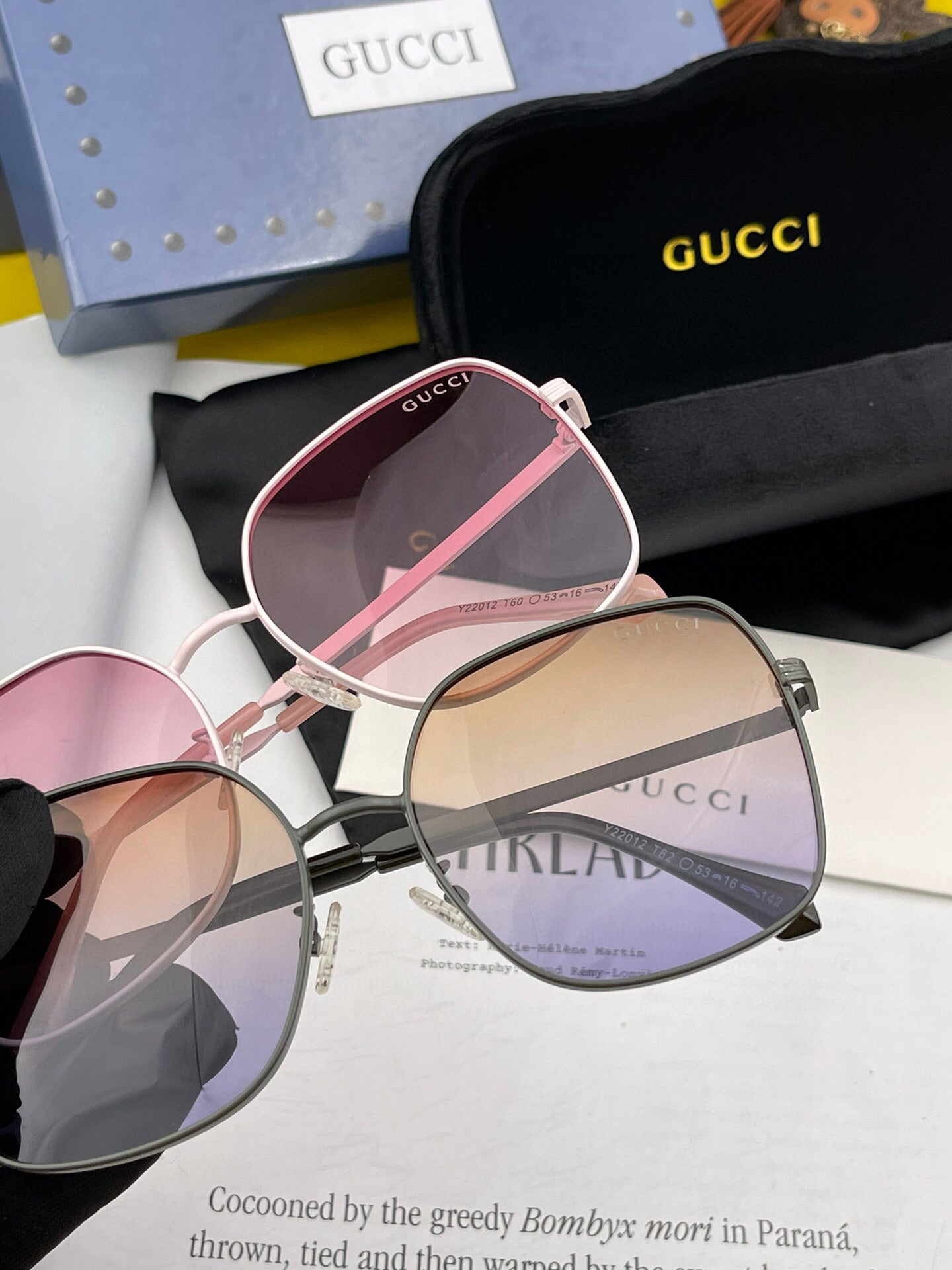 SQUARE FRAME SUNGLASSES G22201 IN METAL - Dark grey/ gradient purple
