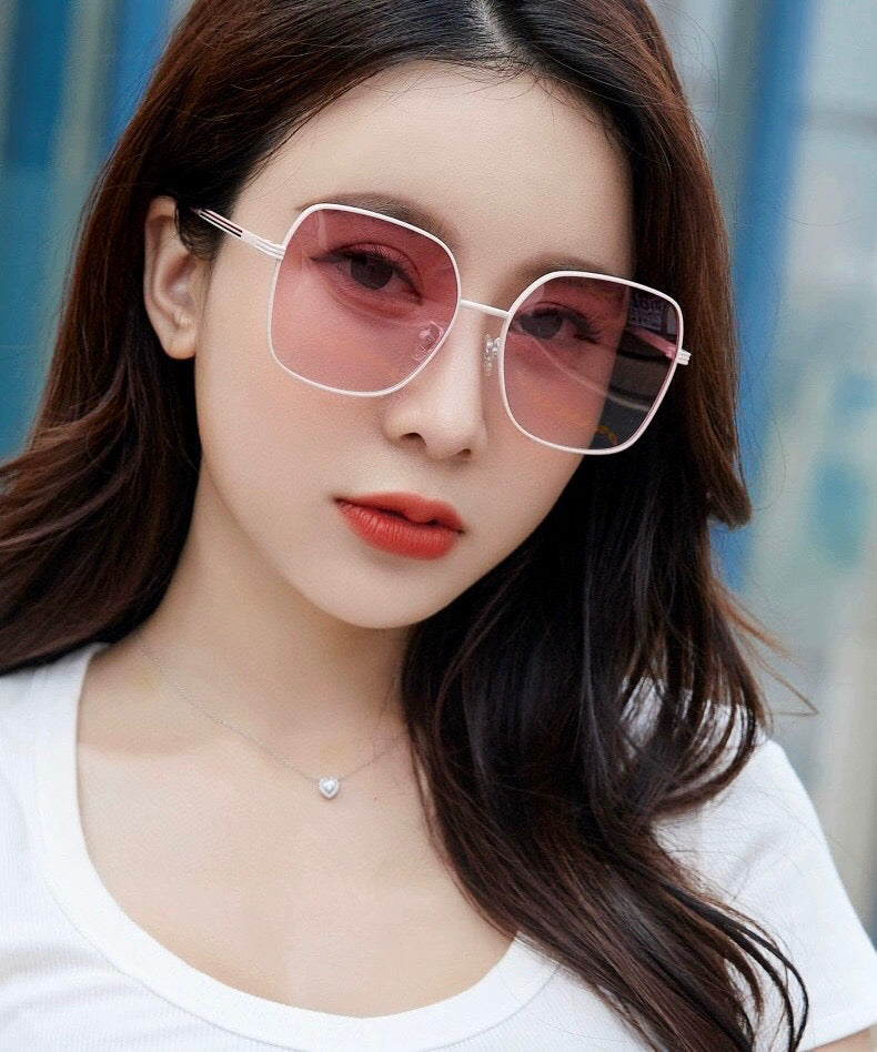 SQUARE FRAME SUNGLASSES G22201 IN METAL - Dark grey/ gradient purple