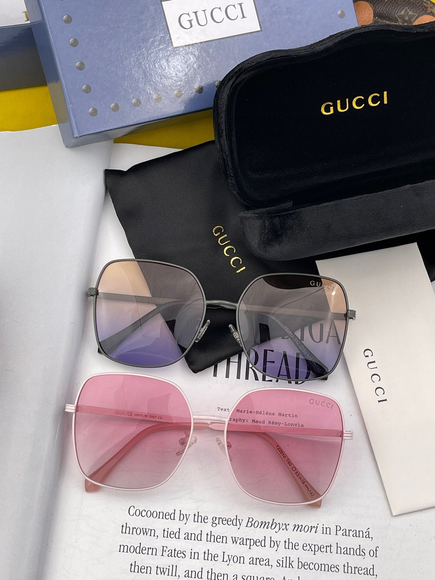 SQUARE FRAME SUNGLASSES G22201 IN METAL - Dark grey/ gradient purple