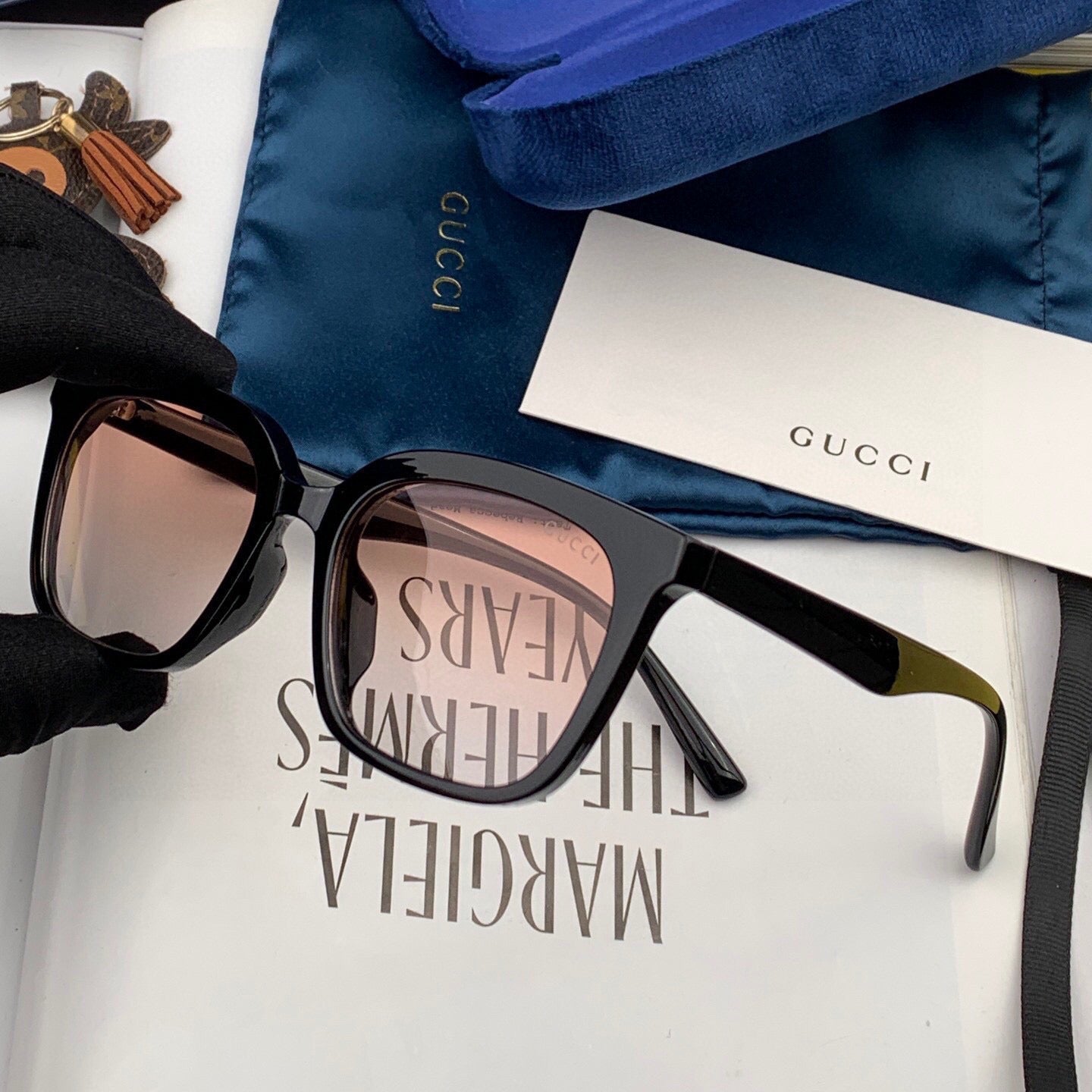 RECTANGULAR FRAME SUNGLASSES G6290 IN ACETATE - Black/ black