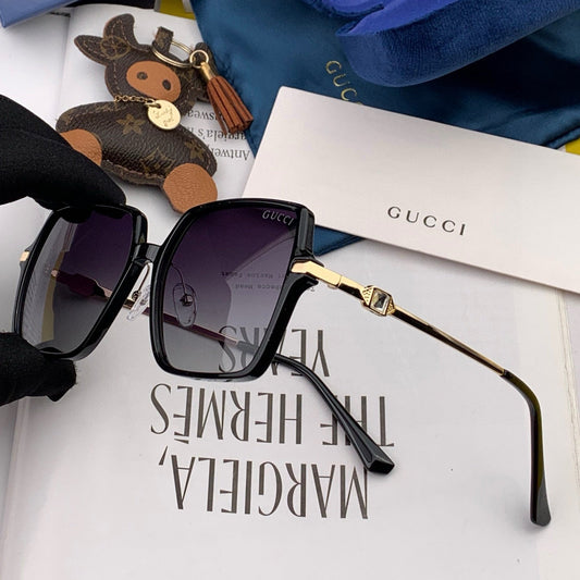 OVERSIZED SQUARE FRAME SUNGLASSES G1307 IN ACETATE AND METAL - Black