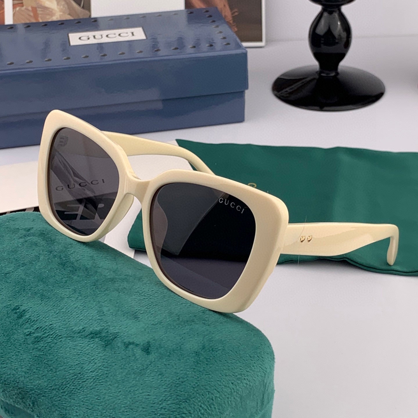 SQUARE FRAME SUNGLASSES G1386 IN ACETATE - Beige