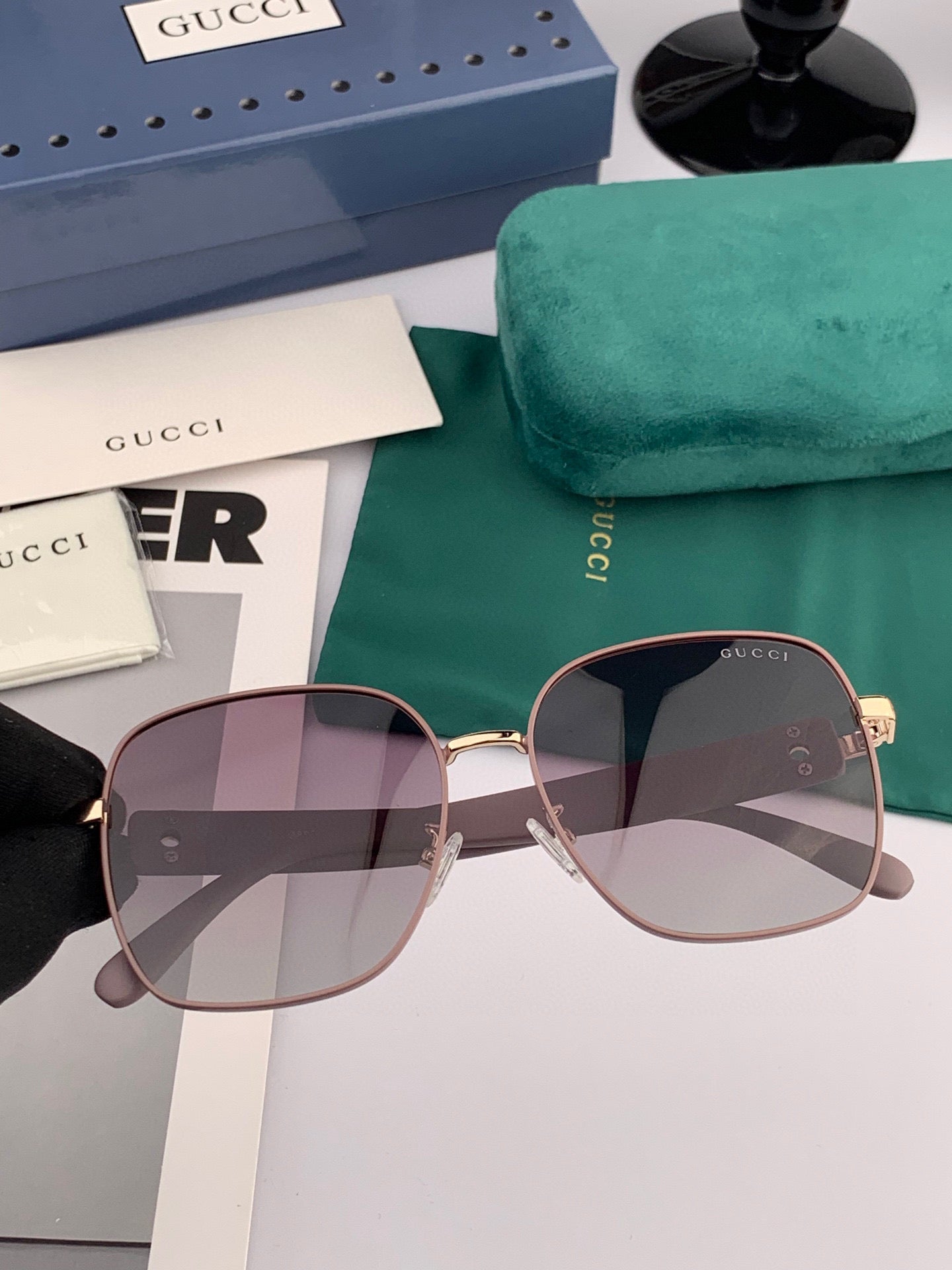 OVERSIZED SQUARE FRAME SUNGLASSES G9388 IN METAL - Gradient pink