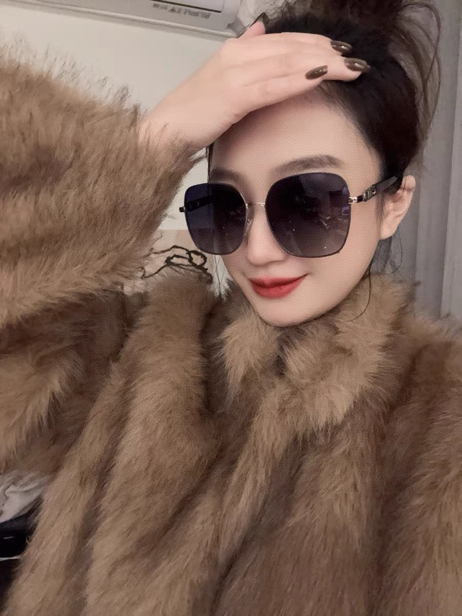 OVERSIZED SQUARE FRAME SUNGLASSES G9388 IN METAL - Gradient pink