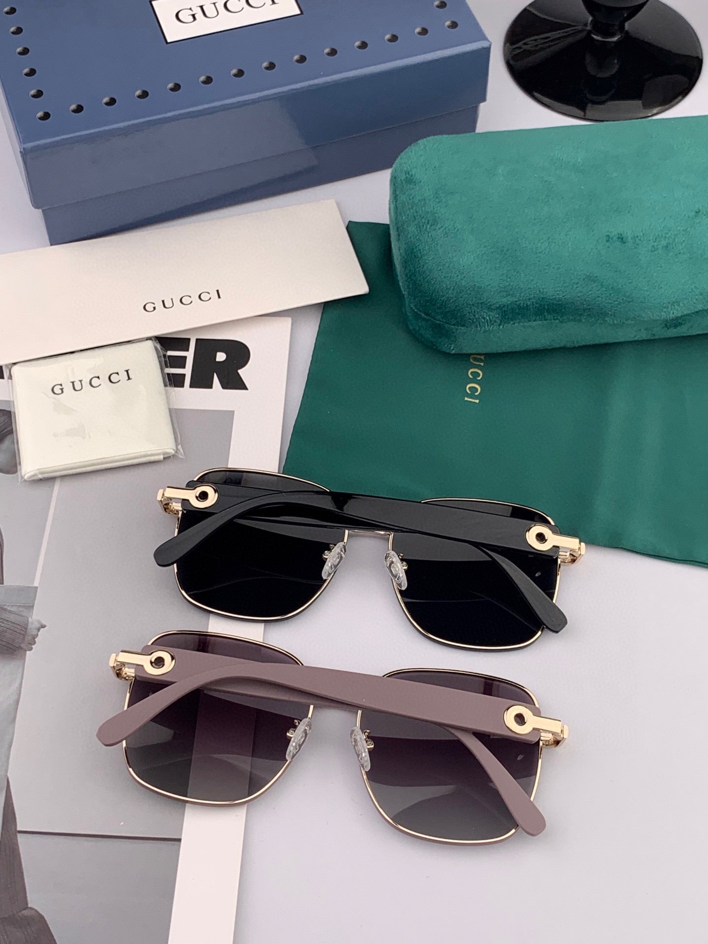 OVERSIZED SQUARE FRAME SUNGLASSES G9388 IN METAL - Gradient pink