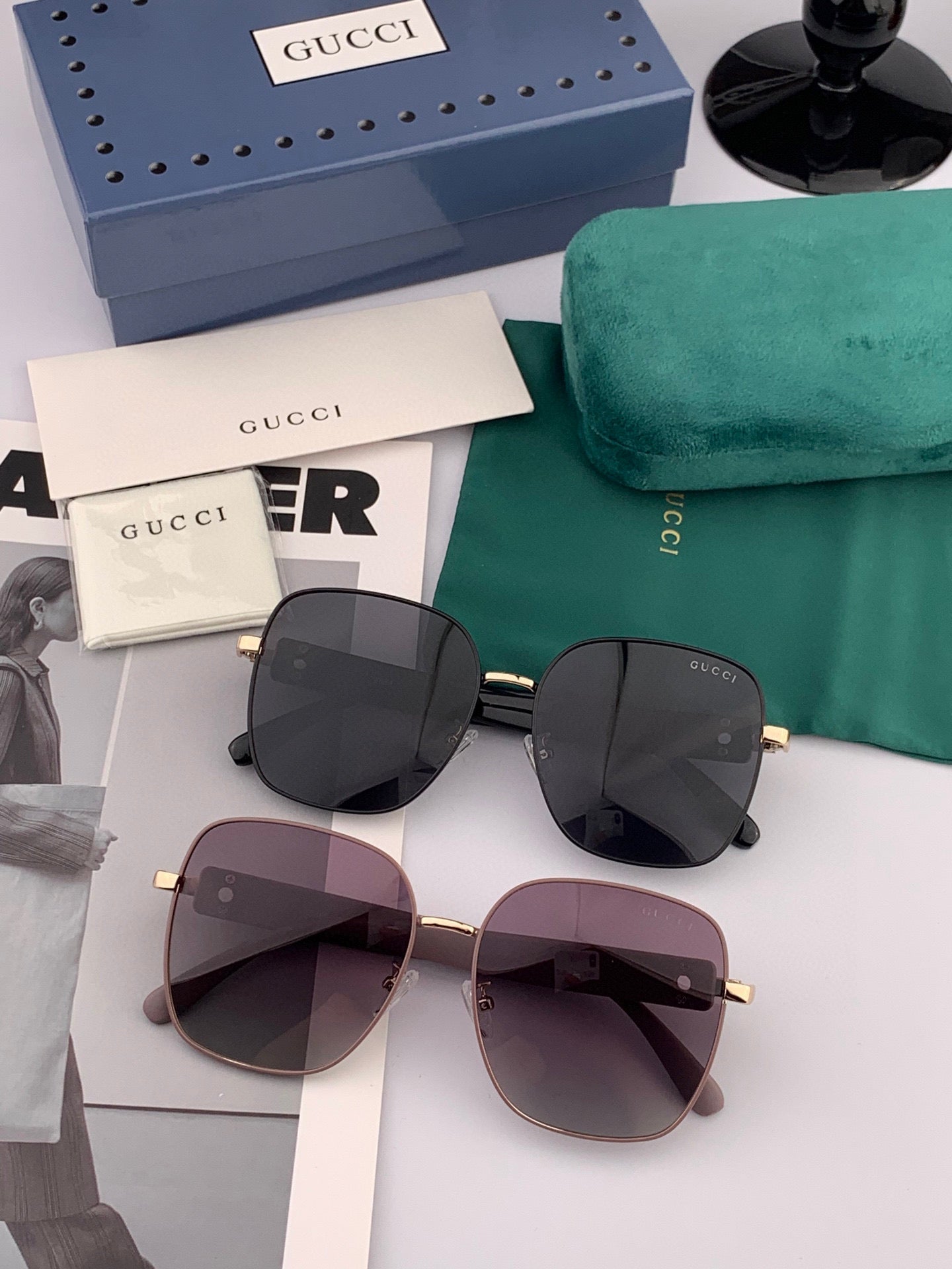 OVERSIZED SQUARE FRAME SUNGLASSES G9388 IN METAL - Gradient pink